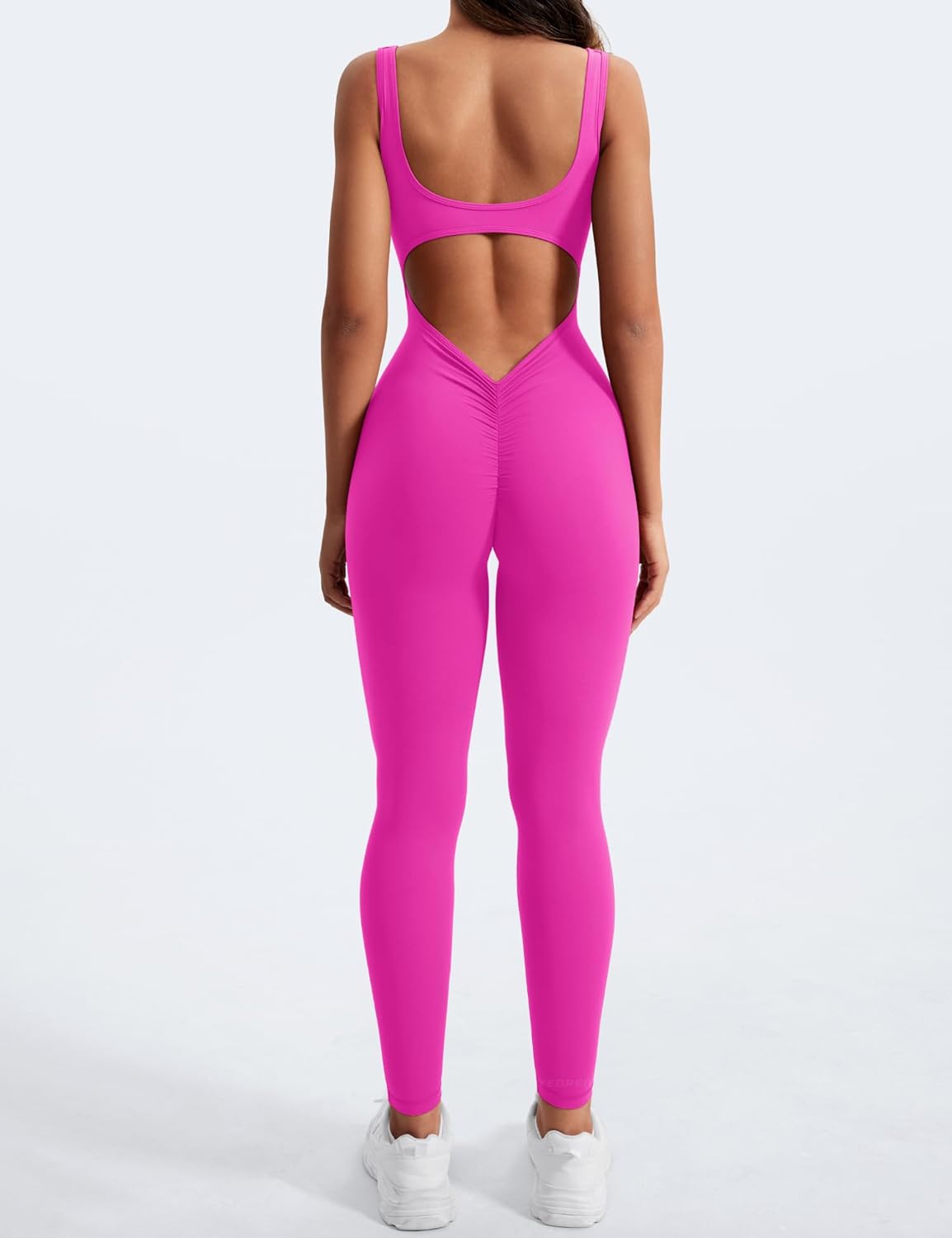 YEOREO Long Sleeve Jumpsuit for Women Workout V Back Bodysuit Lizvette Scrunch Leggings One Piece Romper Full Length Bodycon