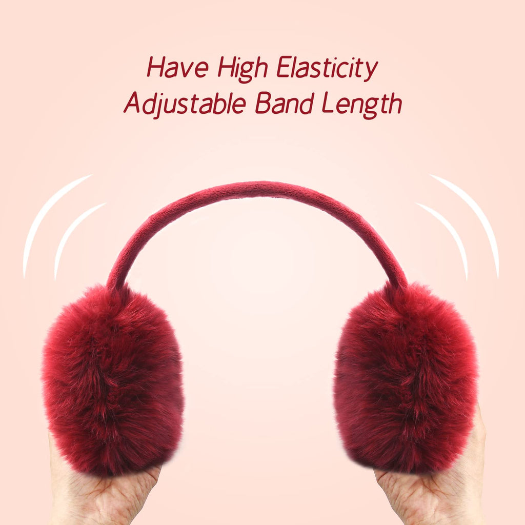 POXIMI Women Winter Earmuffs Girl Ski Adjustable Ear Covers for Cute Bow Ear Warmer Outdoor Earmuff Fleece Lining