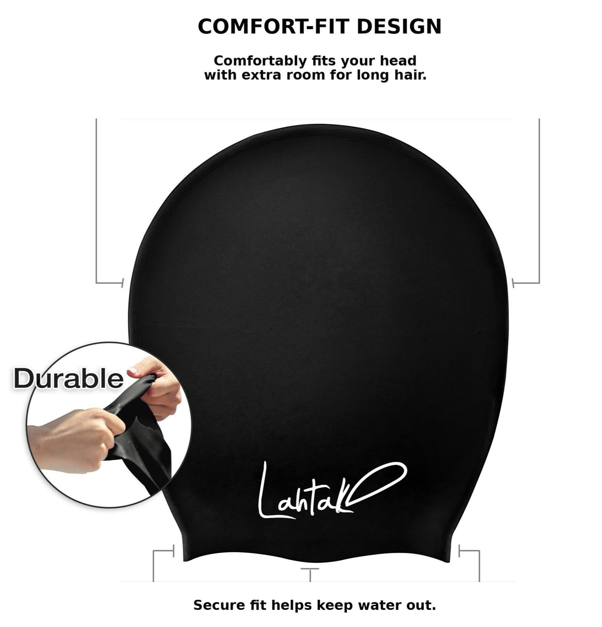Large Swim Cap for Long Hair - Waterproof Durable Silicone Swimming Cap for Braids, Dreadlocks, Weaves, Afros, Curls – Swim Caps for Women & Men – Anti-Leak Seal for Pool, Beach, Laps & Water Workouts