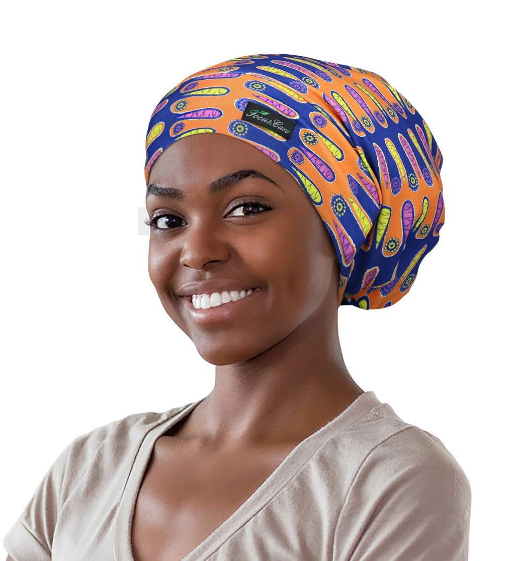 Adjustable Satin Lined Sleep Cap for Dreadlocks Curly Hair Large Head-Stay On Overnight
