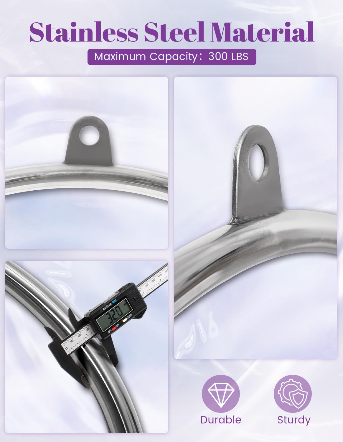 Aerial Lyra Hoop Kit (85cm/90cm), 32mm Thick, Maximum Load 460 LBS, Yoga Equipment Set with Hardware Kit for Yoga Dance, Aerial Fitness