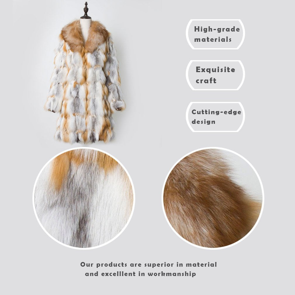 Fur Story Women's Genuine Fox Fur Coat Thick Warm Fur Jacket Winter coat
