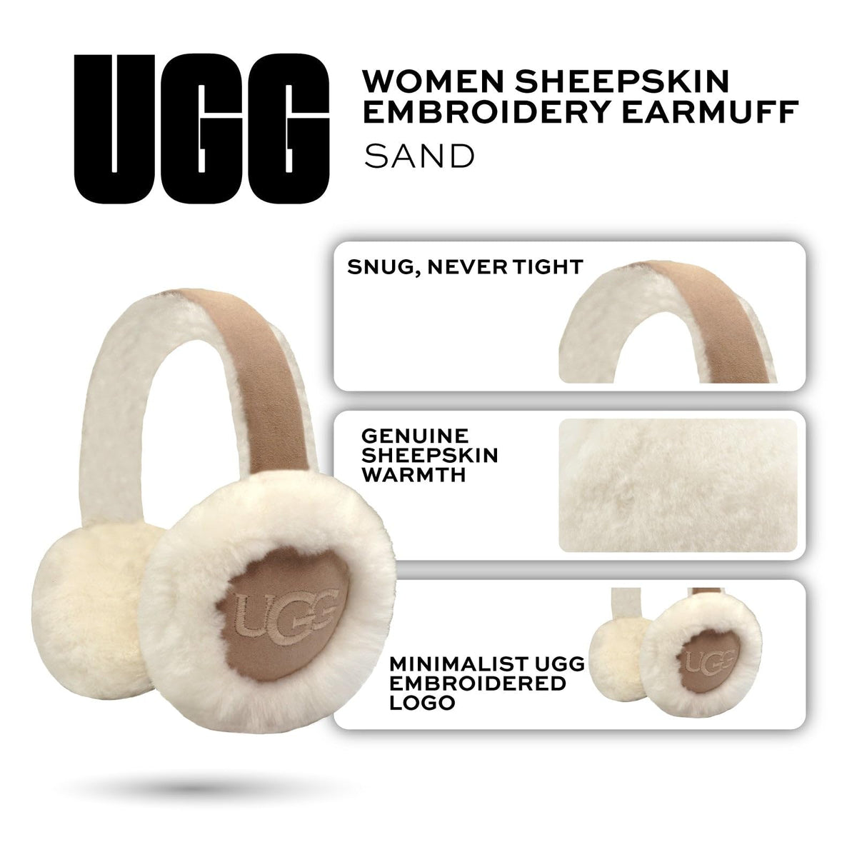 UGG womens Water Resistant Sheepskin Earmuffs With Embroidered Logo