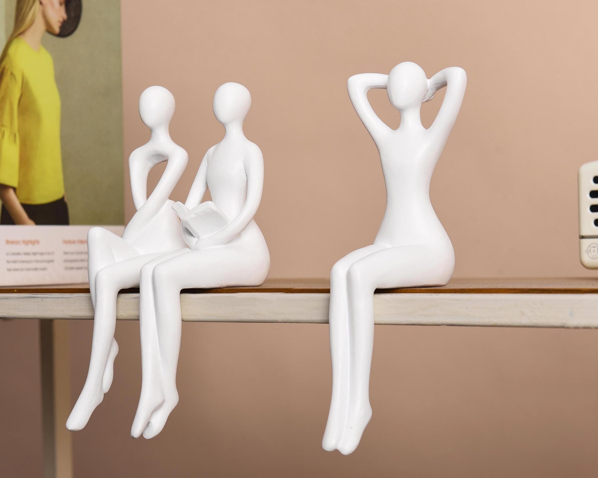 Quoowiit Gold Decor Thinker Statue Decor Book Shelf Decor, Abstract Statue Ornament Office Decor Modern Home Decor Decorations for Living Room Collectable Figurines Coffee Table Decor 3 Piece