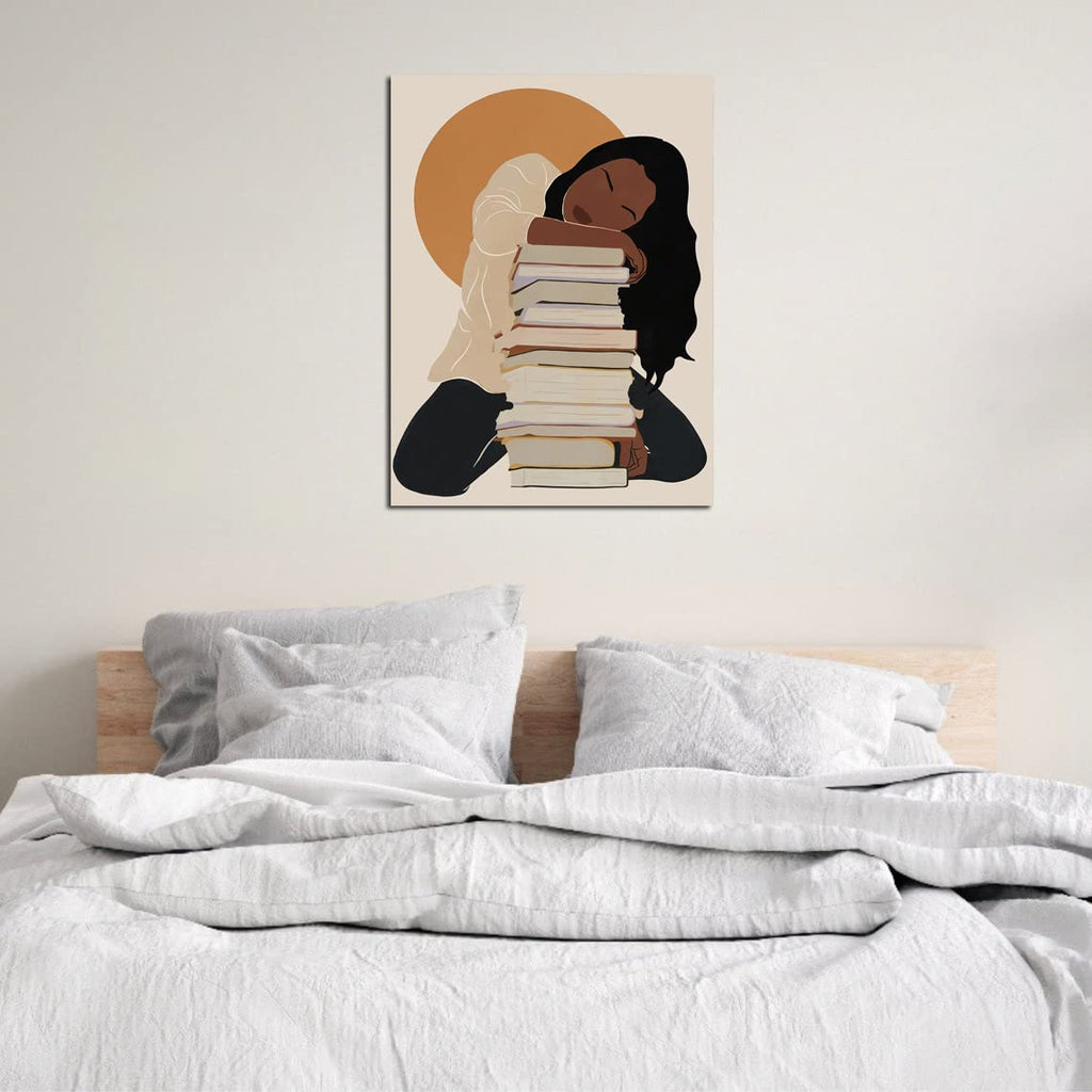 African American Boho Wall Art, Black Women Art Framed, Book Lover Art, Black Girl Canvas Print, African American Canvas Art Wall Decor, Woman Reading Book Art, African American Girl Boho Posters