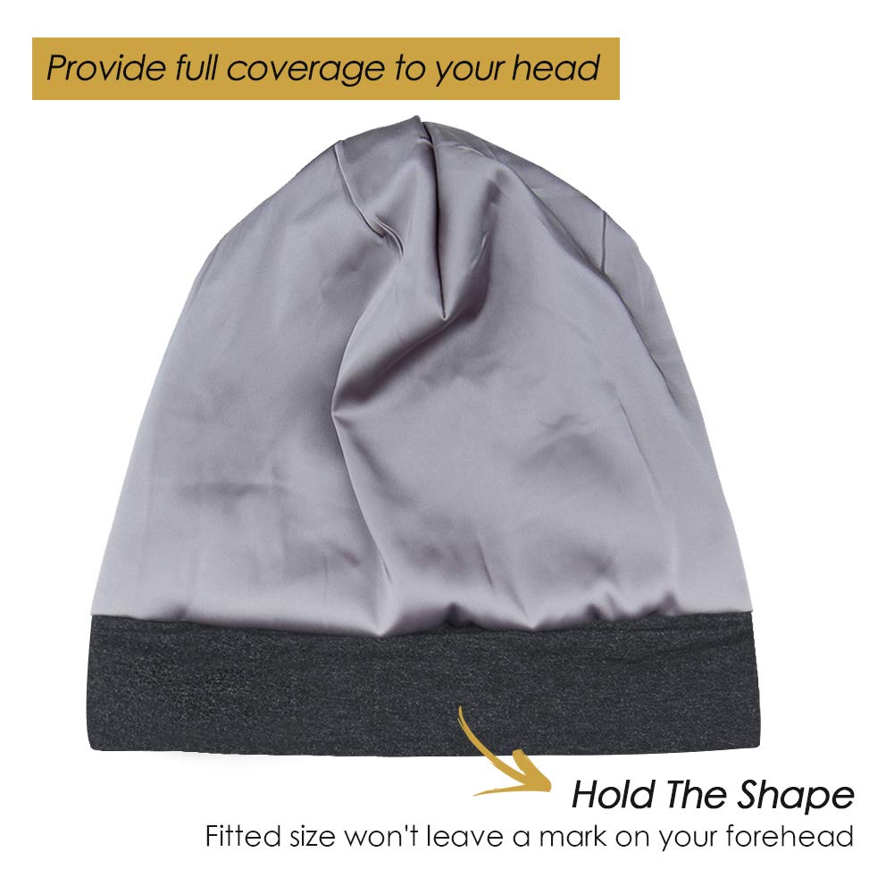 Adjustable Satin Lined Sleep Cap for Dreadlocks Curly Hair Large Head-Stay On Overnight