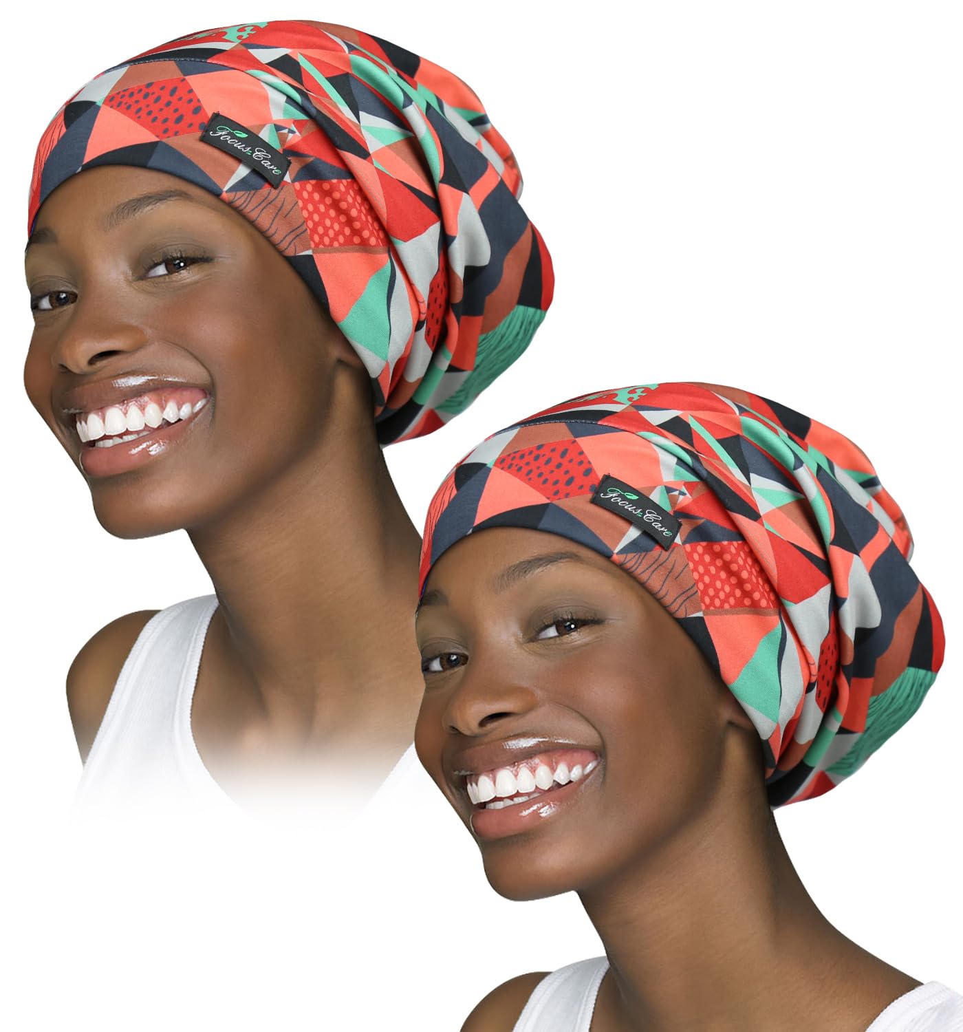 Adjustable Satin Lined Sleep Cap for Dreadlocks Curly Hair Large Head-Stay On Overnight