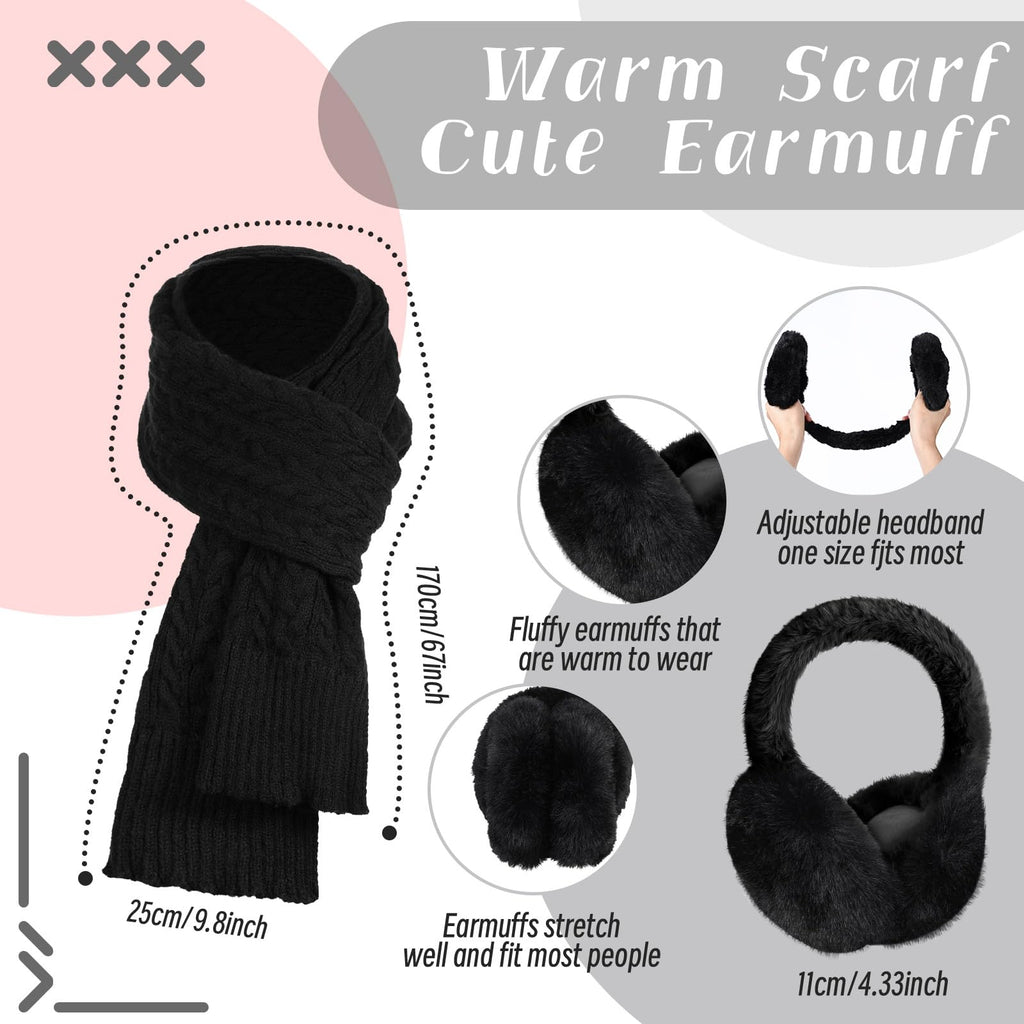 Geyoga 6 Pcs Winter Warm Set for Women Warm Beanies Hats Touchscreen Gloves Long Scarf Ear Muffs Socks Winter Gifts for Women