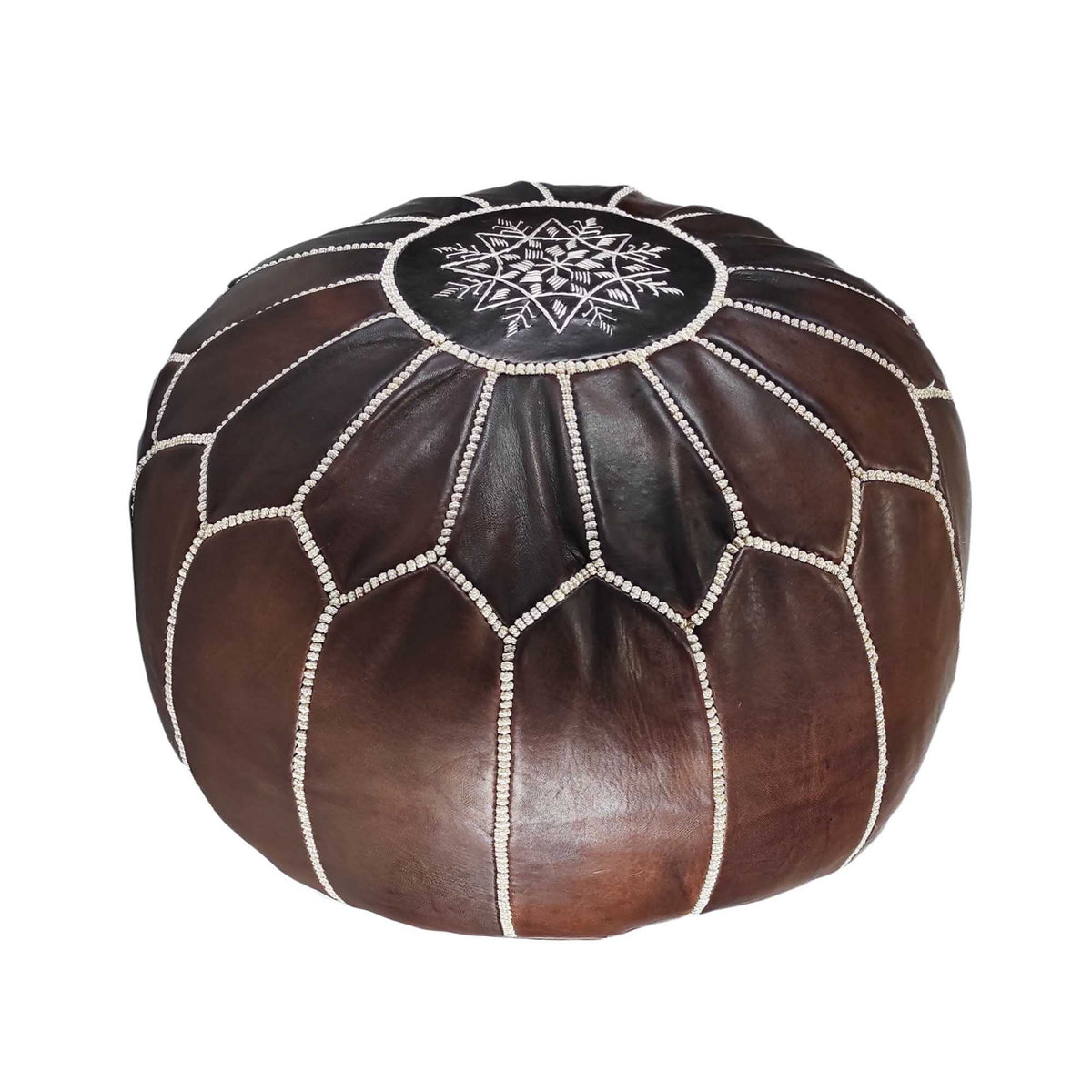 Fezcrafts Genuine Leather Moroccan Ottoman unstuffed Moroccan Pouf Footresf Livin Room Cocktail Seats Goatskin Tribal Bohemian Home Decor (Black)