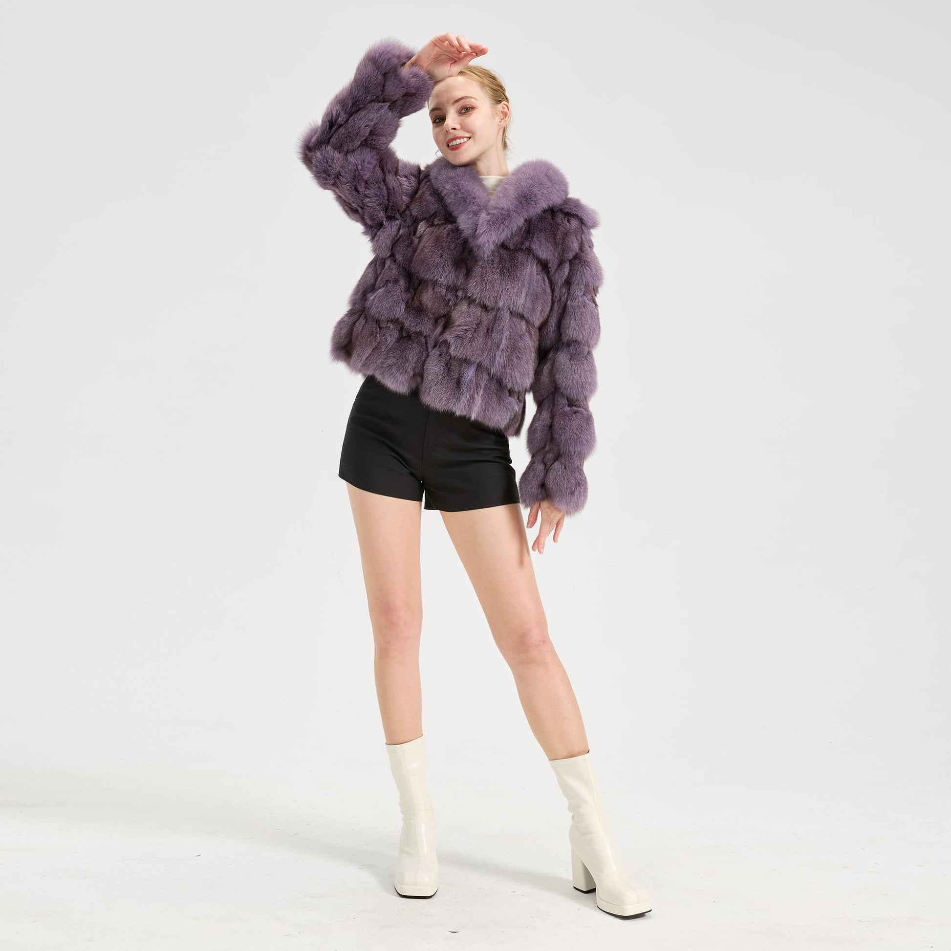 Fur Story Women's Genuine Fox Fur Coat Thick Warm Fur Jacket Winter coat
