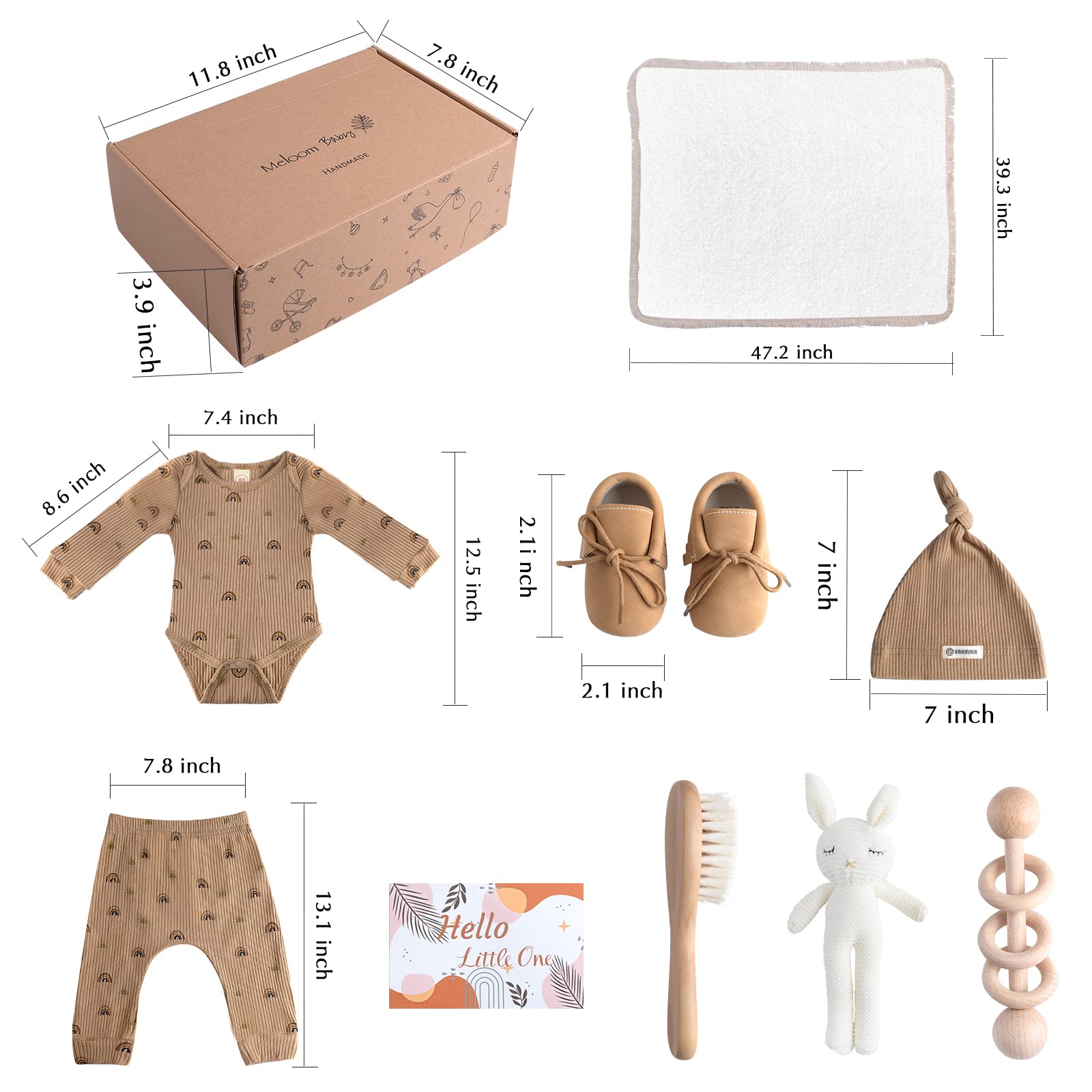 meloom Deluxe Baby Girl Gift Set, Newborn Baby Shower Gifts Basket, Newborn Gifts Box, Boho Baby Girl Essentials, Baby Shower Gifts for New Moms, Personalized New Baby Gifts