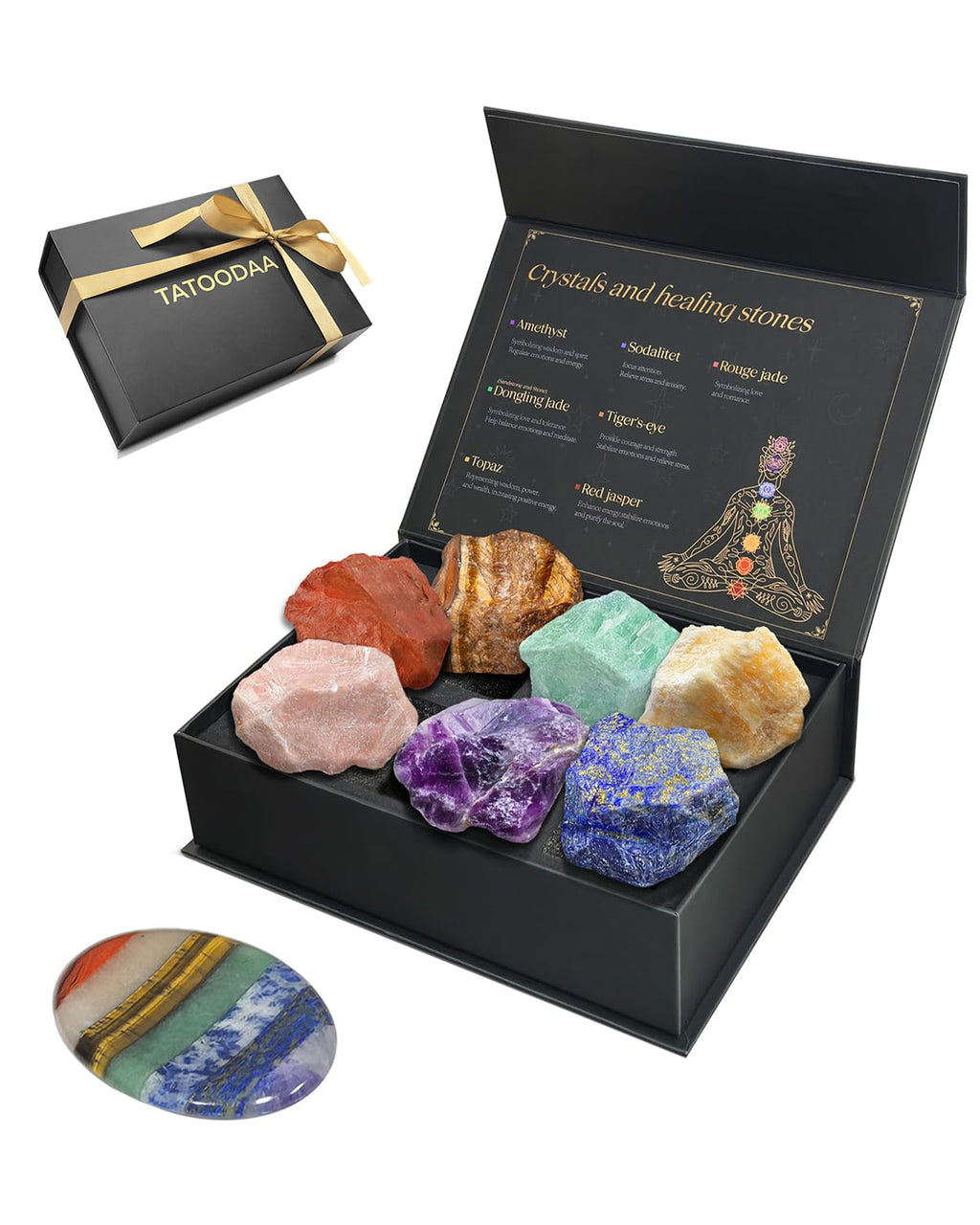 Healing Crystals Set, 28 Pcs Crystals and Healing Stones 7 Chakra Kits Obsidian Real Spiritual Protection Natural Reiki Energy Meditation Crystals for Beginners Wooden Box, Crystal Gifts for Women
