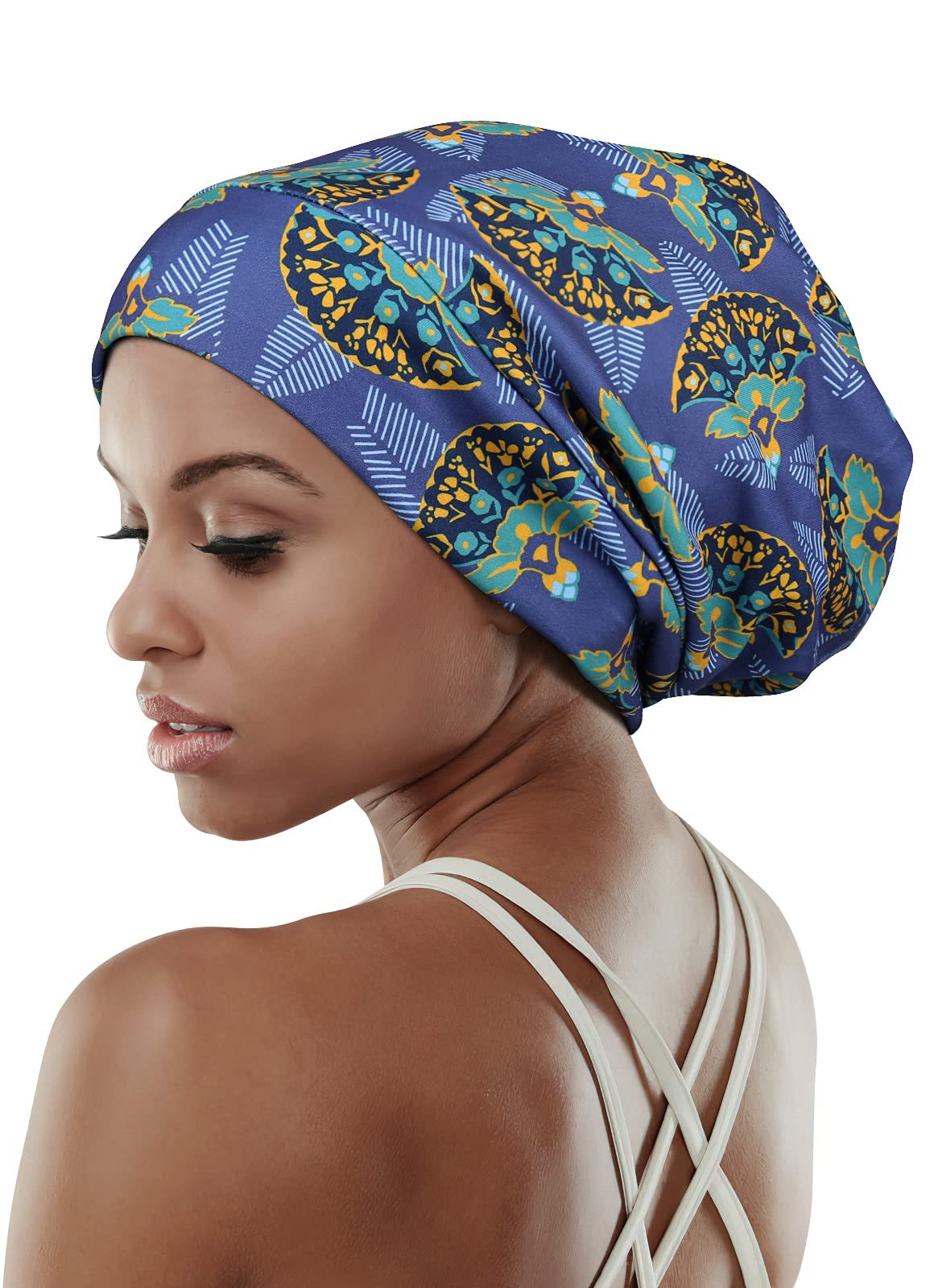 Adjustable Satin Lined Sleep Cap for Dreadlocks Curly Hair Large Head-Stay On Overnight