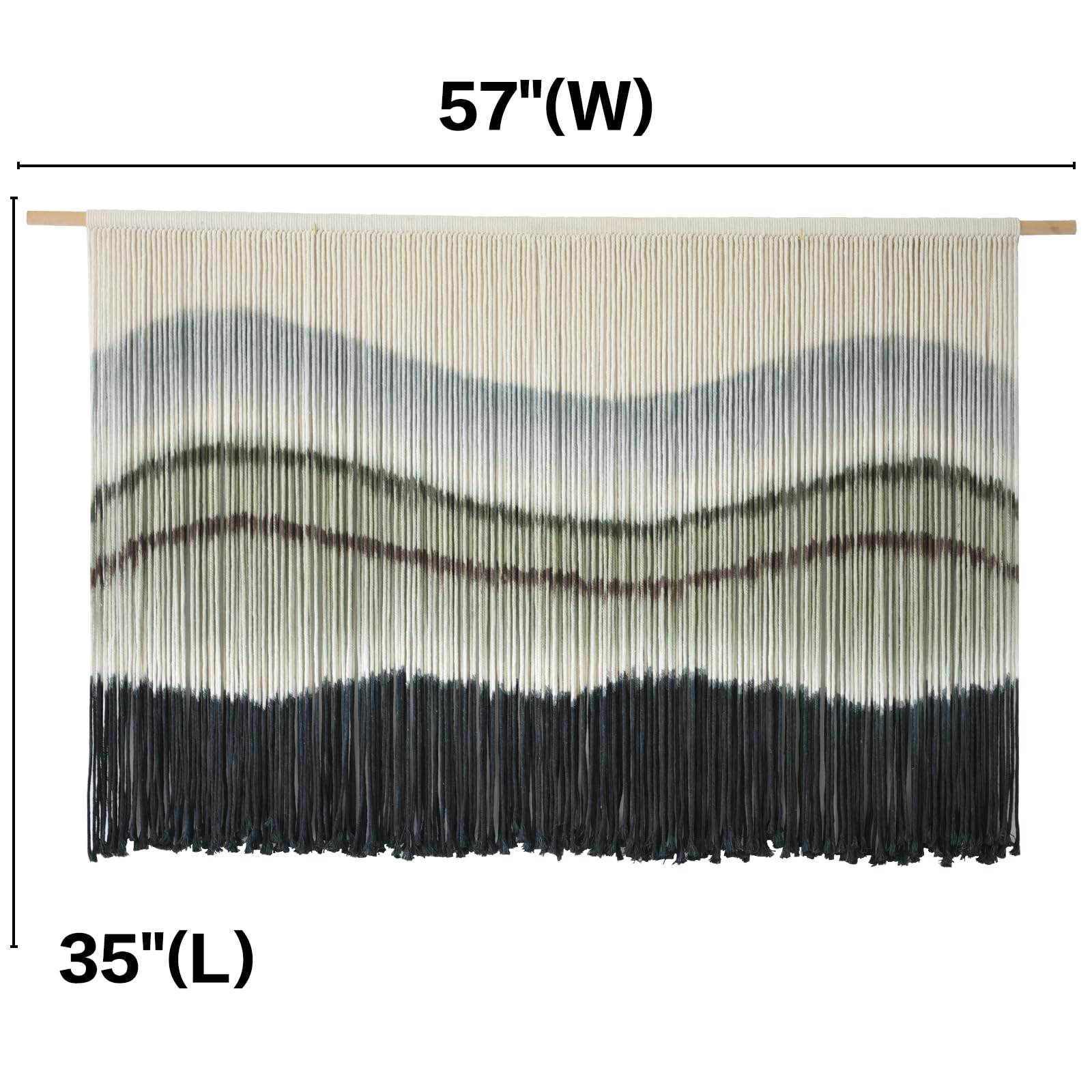 Flber Macrame Wall Hanging Tie-Dye Geometric Decor Large Scale Wall Art Statement Bohemian Yarn Tapestry Home Wall Decor 59''W*35''L