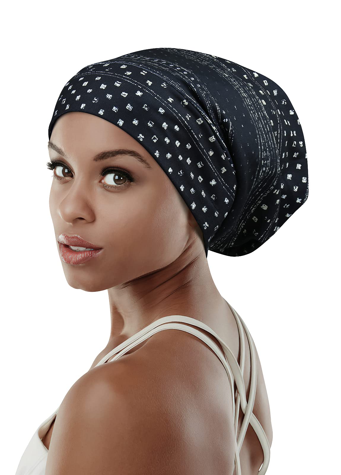Adjustable Satin Lined Sleep Cap for Dreadlocks Curly Hair Large Head-Stay On Overnight