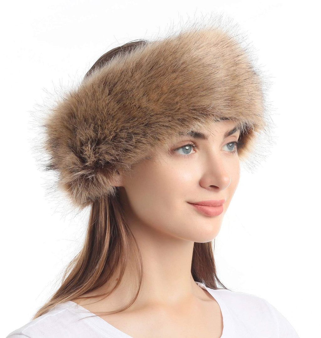 LA CARRIE Faux Fur Headband with Stretch Women's Winter Earwarmer Earmuff