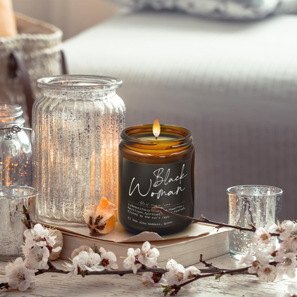 Black Women Definition African American Gifts for Black Women,Gifts for Black Women Black Girls,African American Women Gift,Vanilla Fragrance Scented Candles,8 oz, 188Hs