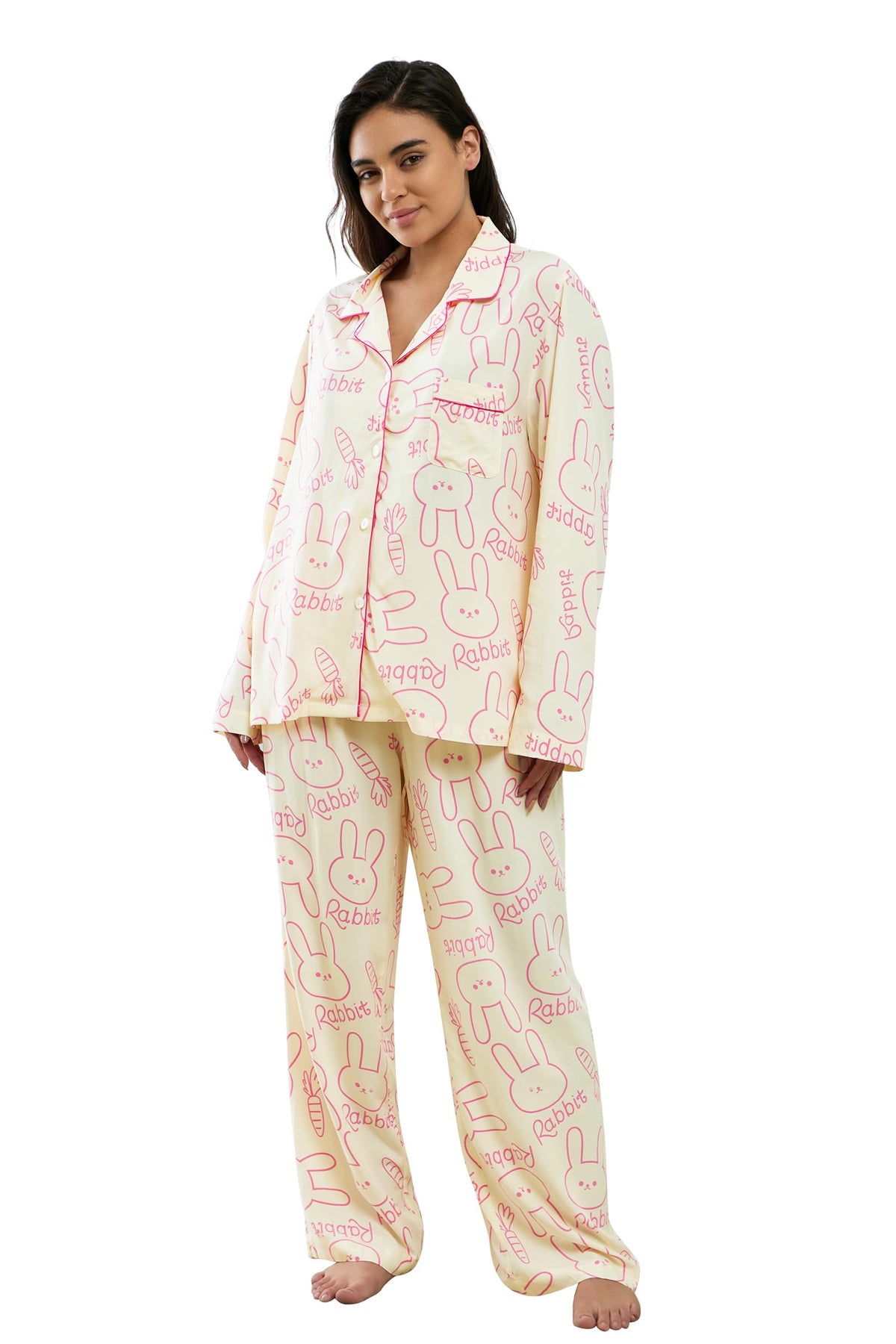 Womens Pajamas Set 2 Piece Long Sleeve Sleepwear Button Down Pjs Lounge Set Nightwear with Pockets