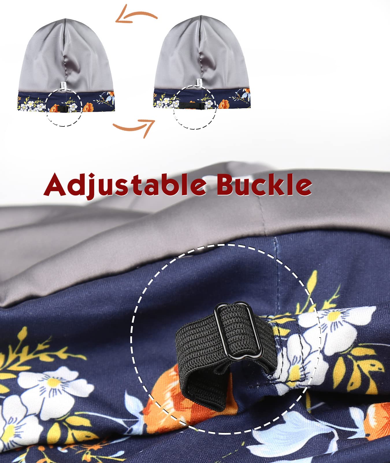 Adjustable Satin Lined Sleep Cap for Dreadlocks Curly Hair Large Head-Stay On Overnight