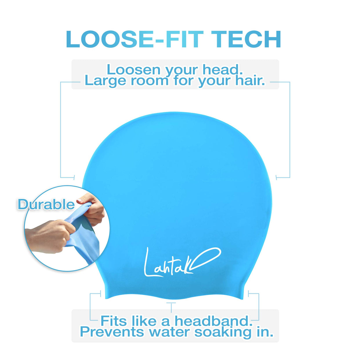 Large Swim Cap for Long Hair - Waterproof Durable Silicone Swimming Cap for Braids, Dreadlocks, Weaves, Afros, Curls – Swim Caps for Women & Men – Anti-Leak Seal for Pool, Beach, Laps & Water Workouts
