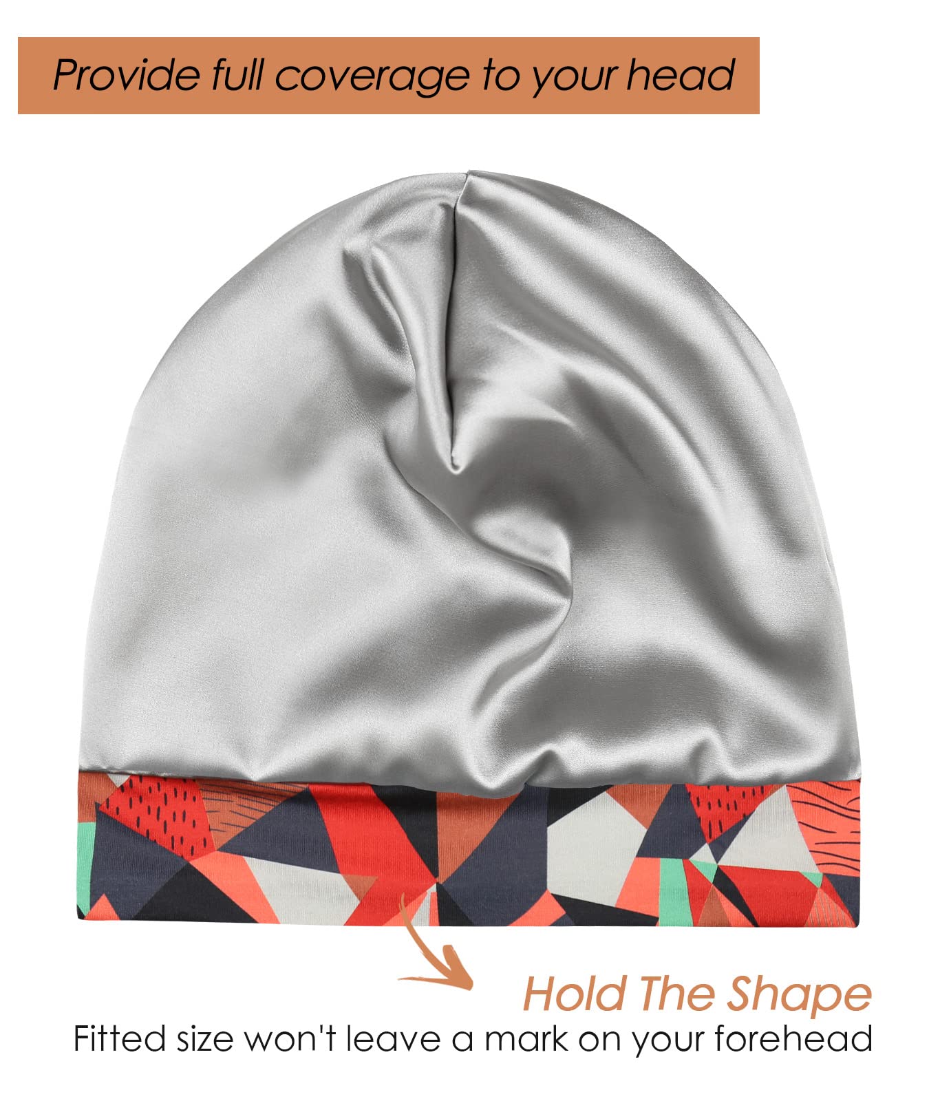 Adjustable Satin Lined Sleep Cap for Dreadlocks Curly Hair Large Head-Stay On Overnight