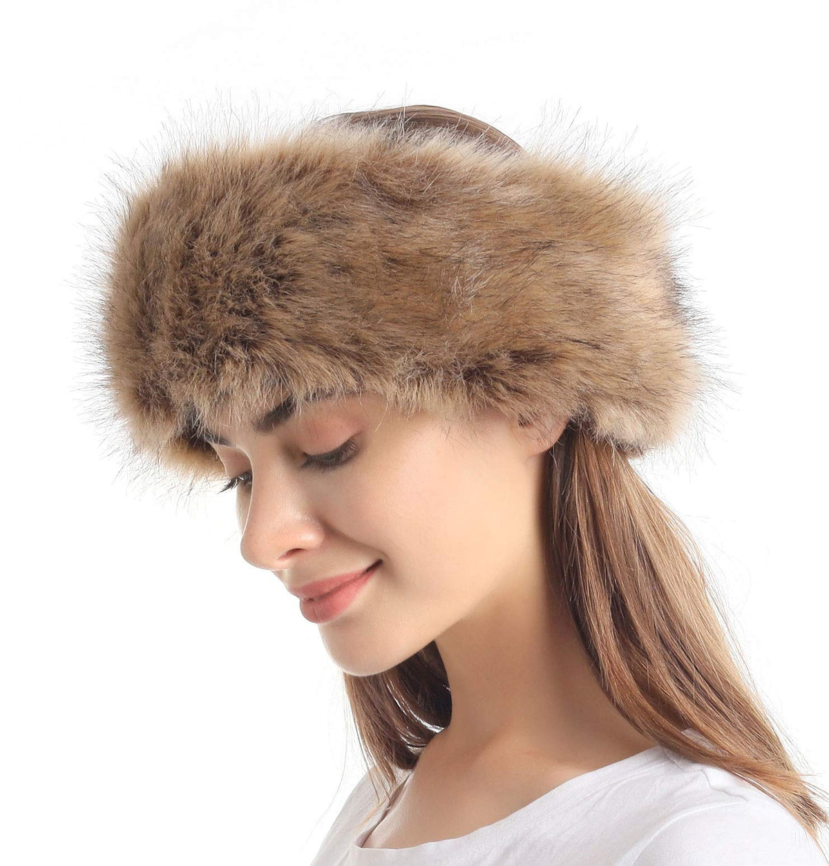 LA CARRIE Faux Fur Headband with Stretch Women's Winter Earwarmer Earmuff