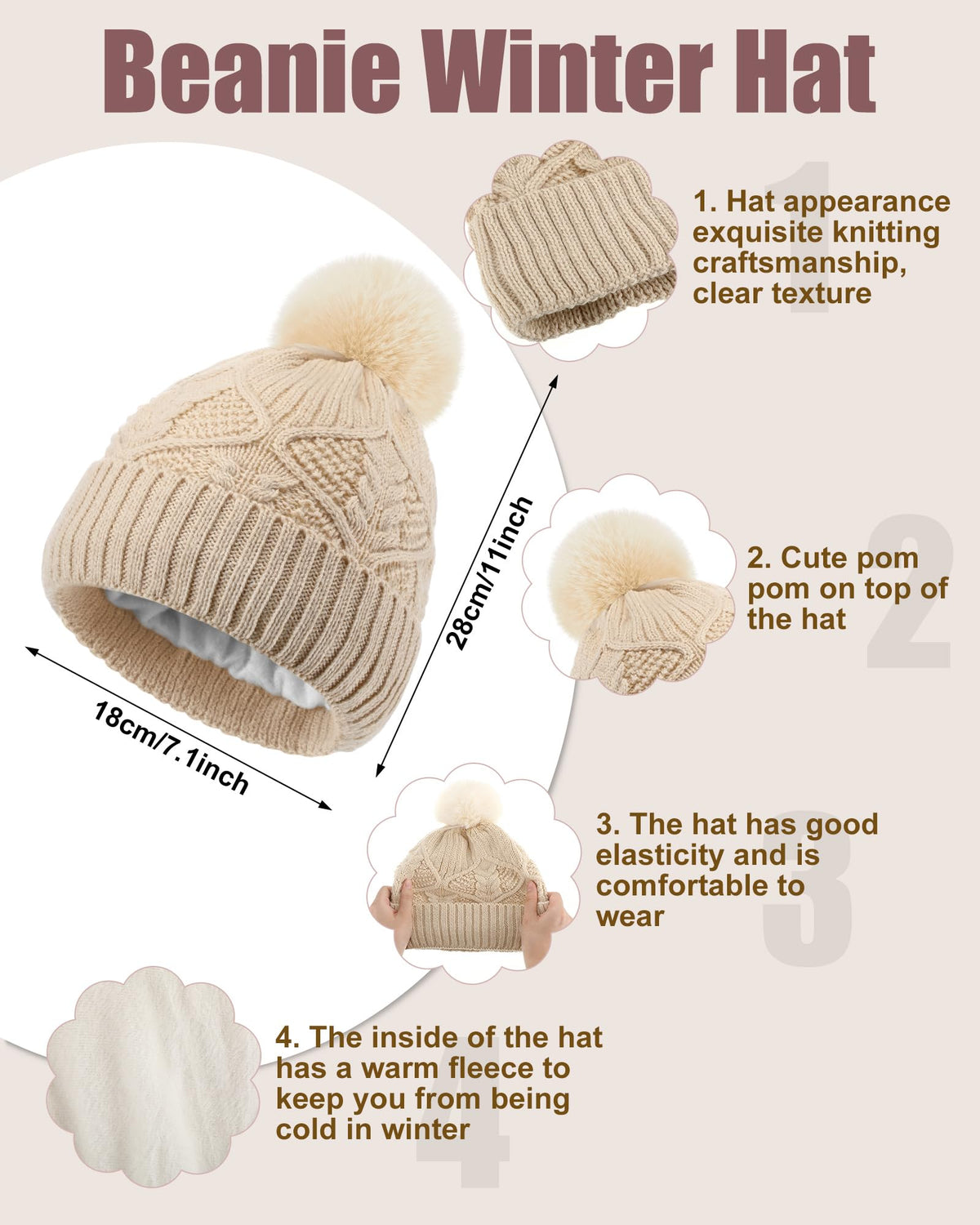 Geyoga 6 Pcs Winter Warm Set for Women Warm Beanies Hats Touchscreen Gloves Long Scarf Ear Muffs Socks Winter Gifts for Women