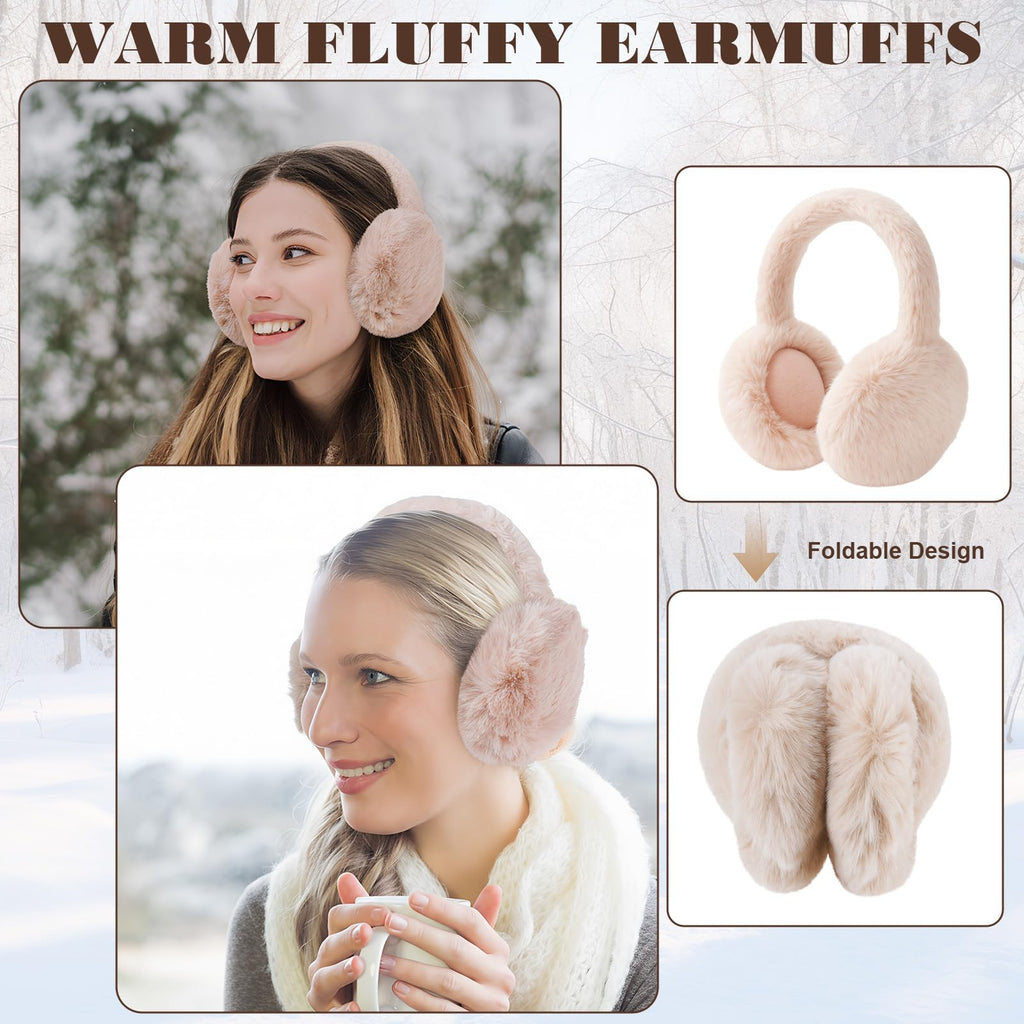 Geyoga 6 Pcs Winter Warm Set for Women Warm Beanies Hats Touchscreen Gloves Long Scarf Ear Muffs Socks Winter Gifts for Women
