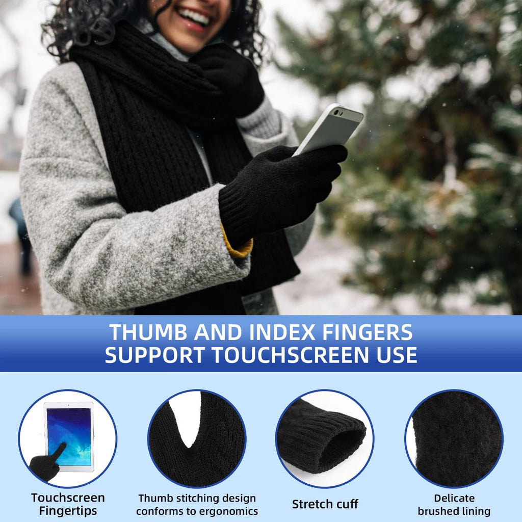 Geyoga 6 Pcs Winter Warm Set for Women Warm Beanies Hats Touchscreen Gloves Long Scarf Ear Muffs Socks Winter Gifts for Women