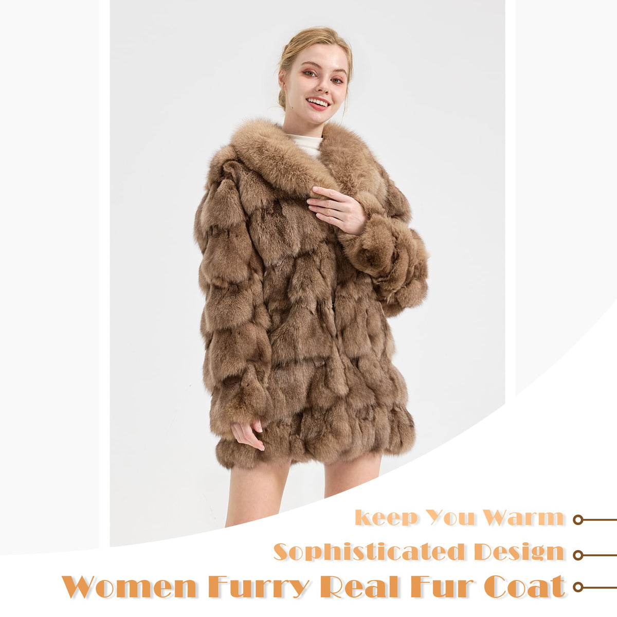 Fur Story Women's Genuine Fox Fur Coat Thick Warm Fur Jacket Winter coat
