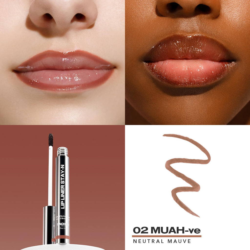 Sacheu Lip Liner STAY-N Peel Off Lip Stain — Long Lasting Matte Lip Tattoo Transfer Proof Lipstain Infused with Hyaluronic Acid & Vitamin E for All Skin Types — Vegan & Cruelty-Free, Deep Bundle
