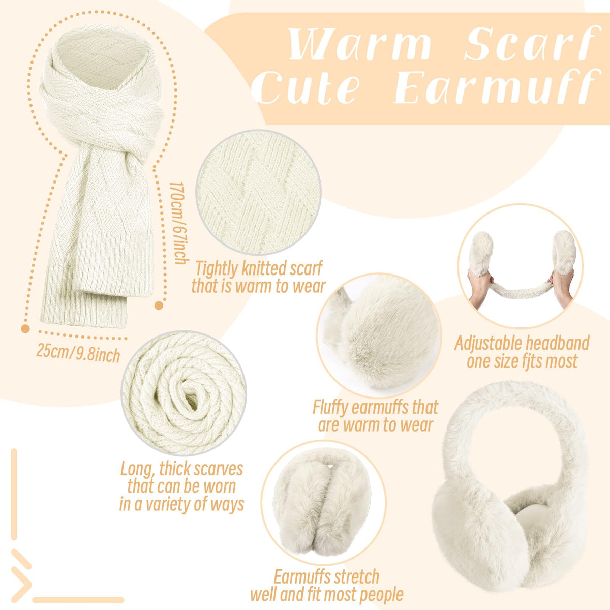Geyoga 6 Pcs Winter Warm Set for Women Warm Beanies Hats Touchscreen Gloves Long Scarf Ear Muffs Socks Winter Gifts for Women