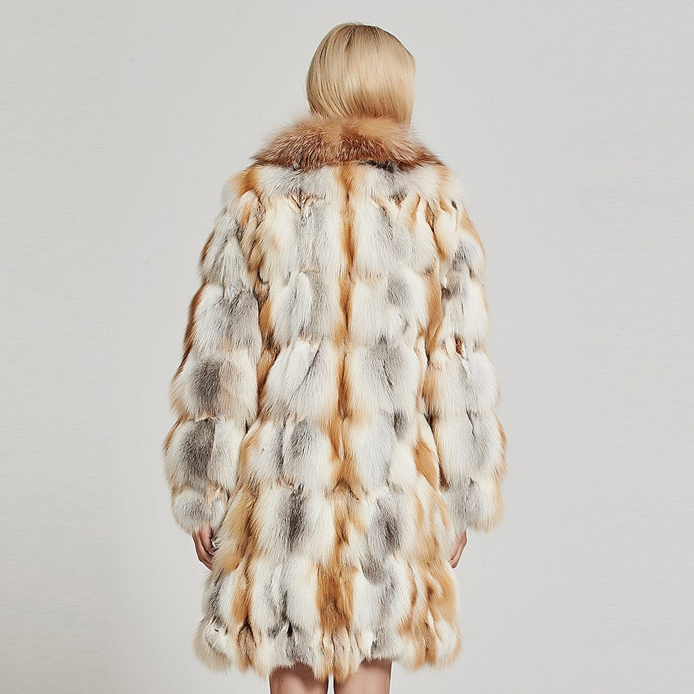 Fur Story Women's Genuine Fox Fur Coat Thick Warm Fur Jacket Winter coat