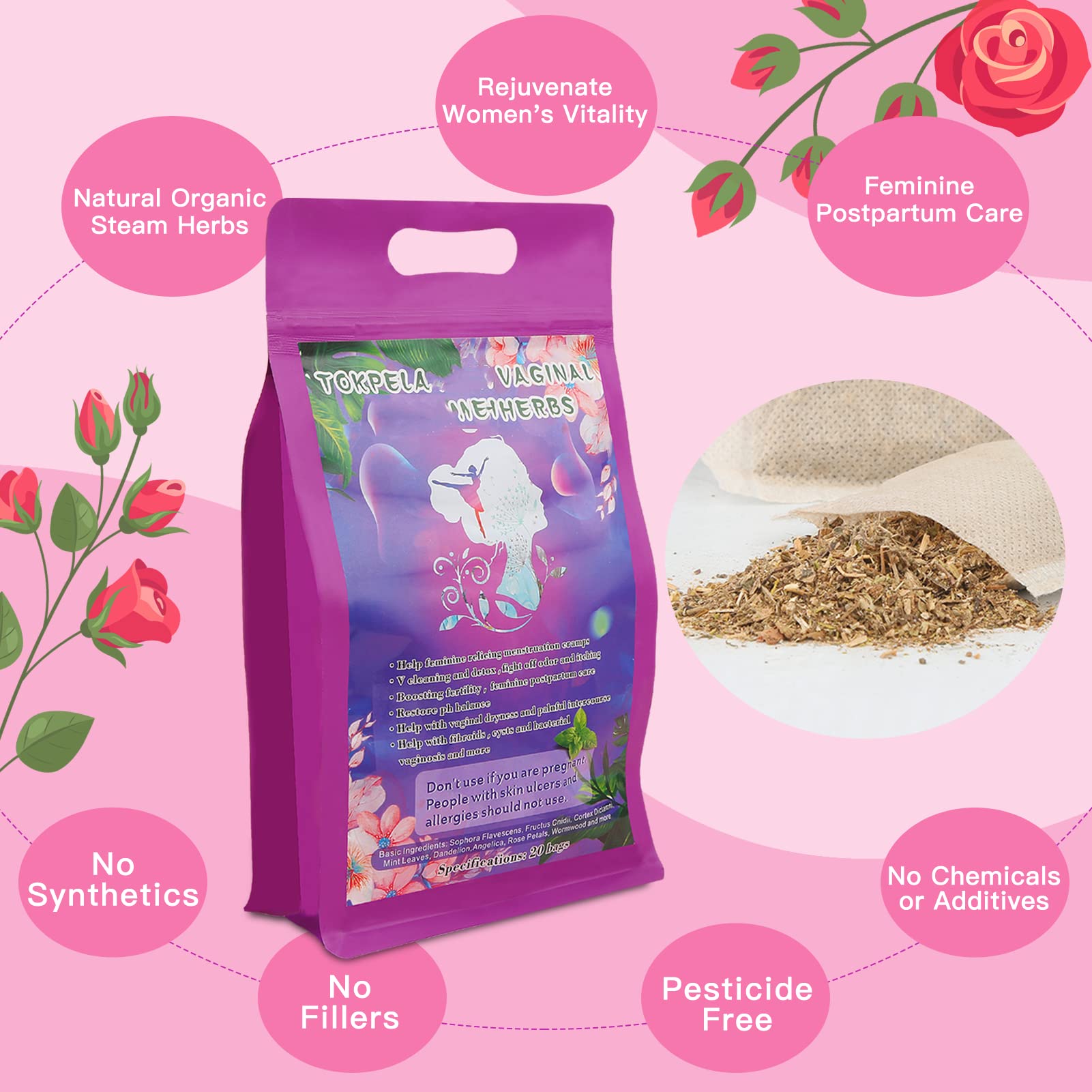 Yoni Steam Pot, Yoni Steam Kit, V Steam at Home Kit with 20 Bags Yoni Herbs, Yoni Seat for Women V Cleaning, Ph Balance, Postpartum Care and more