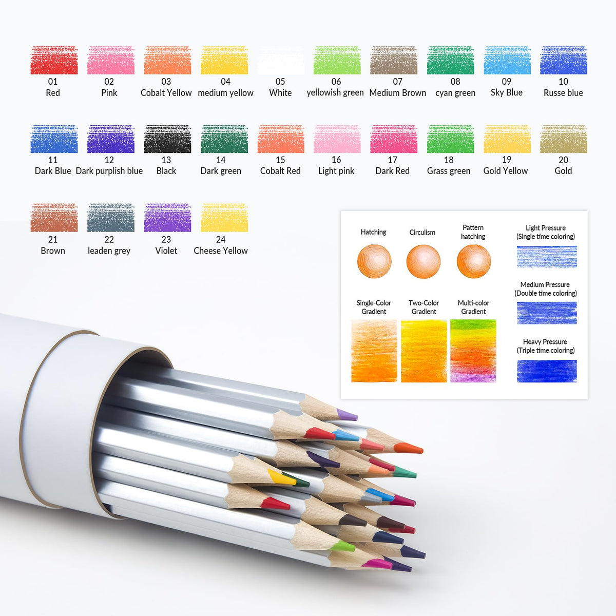 24 Colored Pencils for Adult Coloring Books,Soft Core Coloring Pencil Set,Drawing Pencils for sketching & Painting,Art Pencil & Art Supplies for Adults and Teens,Oil-Based with Sharpener