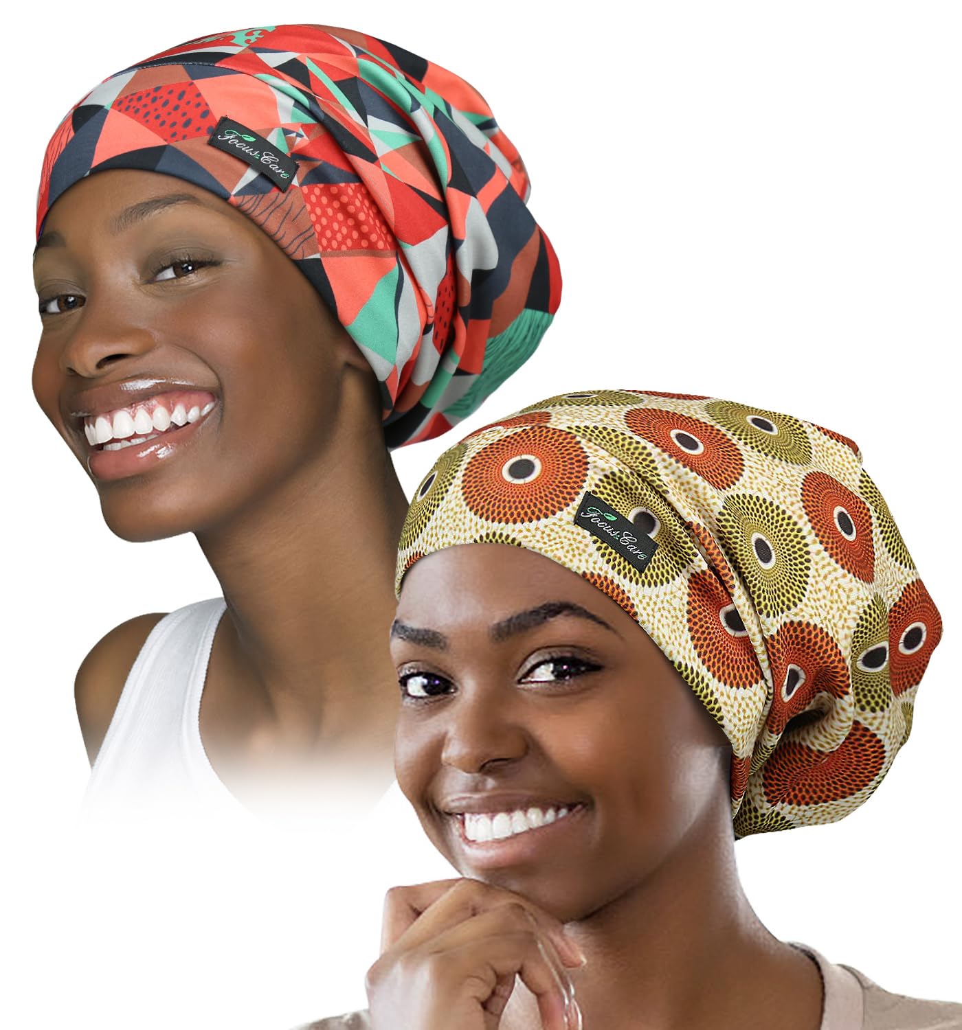 Adjustable Satin Lined Sleep Cap for Dreadlocks Curly Hair Large Head-Stay On Overnight