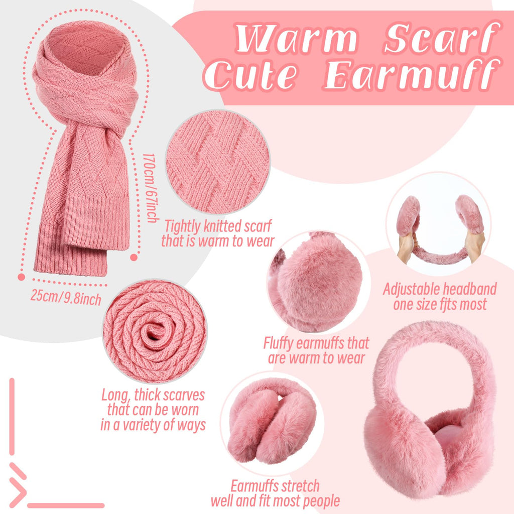 Geyoga 6 Pcs Winter Warm Set for Women Warm Beanies Hats Touchscreen Gloves Long Scarf Ear Muffs Socks Winter Gifts for Women