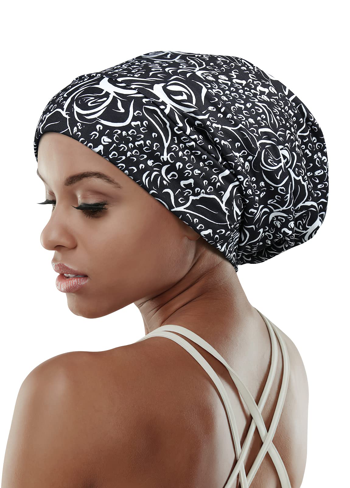 Adjustable Satin Lined Sleep Cap for Dreadlocks Curly Hair Large Head-Stay On Overnight