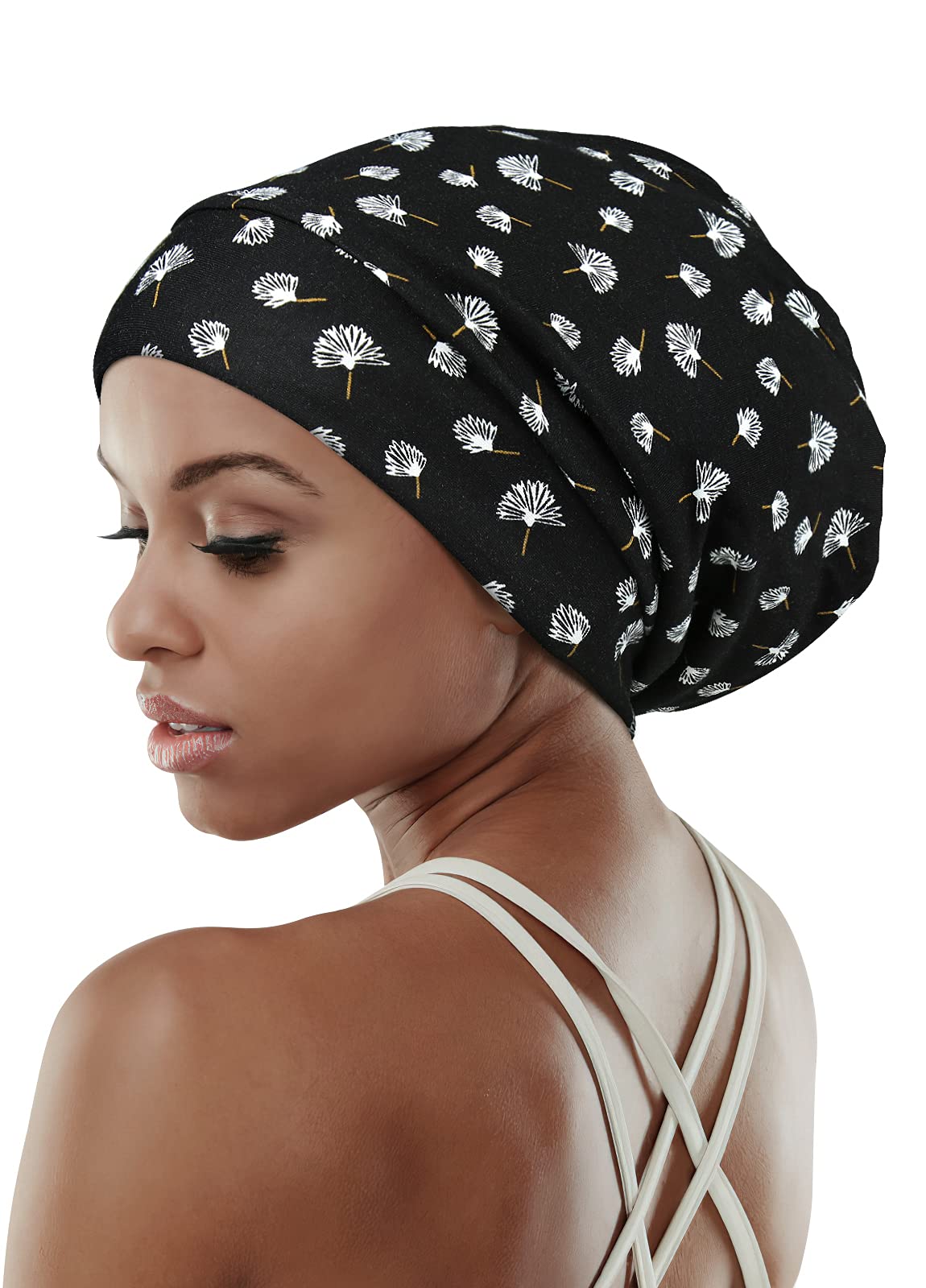 Adjustable Satin Lined Sleep Cap for Dreadlocks Curly Hair Large Head-Stay On Overnight