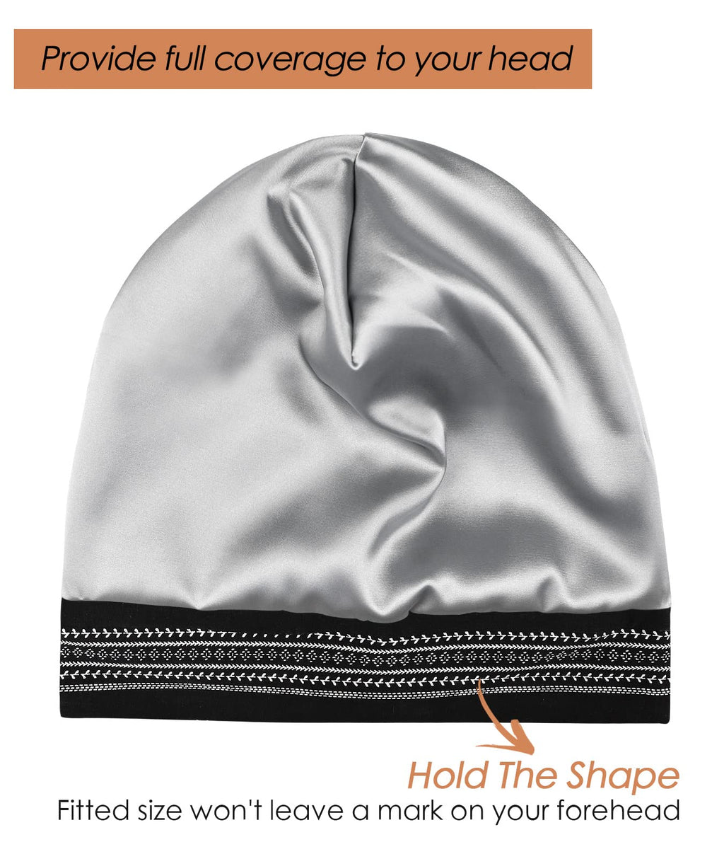 Adjustable Satin Lined Sleep Cap for Dreadlocks Curly Hair Large Head-Stay On Overnight