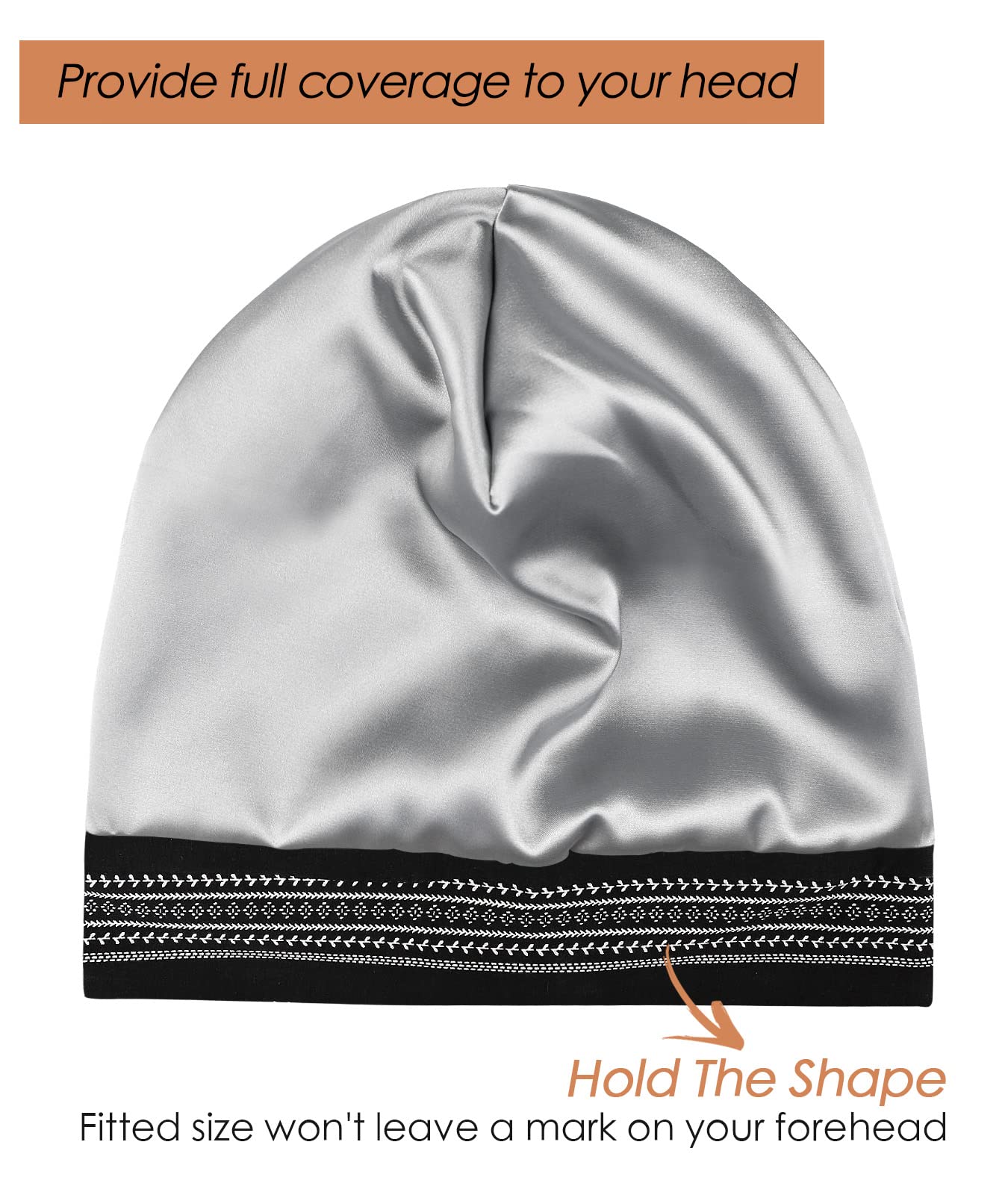 Adjustable Satin Lined Sleep Cap for Dreadlocks Curly Hair Large Head-Stay On Overnight