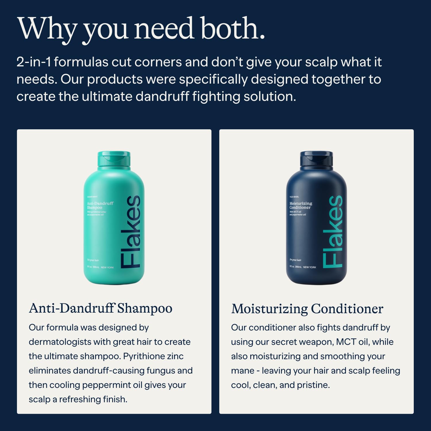 Flakes Anti Dandruff Shampoo and Conditioner Set | Dry, Flaky, & Itchy Scalp Shampoo | Sulfate & Paraben Free for Healthy Hair | Hydrating Shampoo & Moisturizing Conditioner for Scalp Care | 9 fl oz