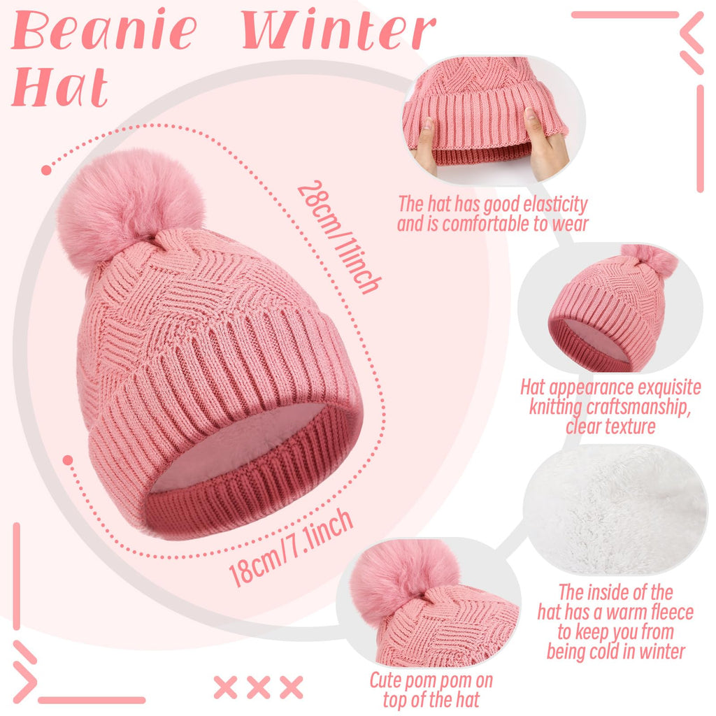 Geyoga 6 Pcs Winter Warm Set for Women Warm Beanies Hats Touchscreen Gloves Long Scarf Ear Muffs Socks Winter Gifts for Women