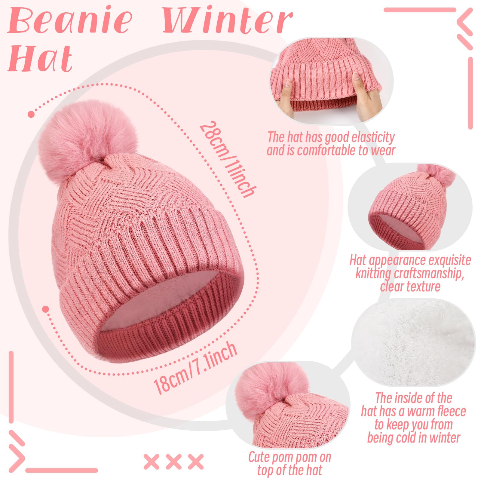 Geyoga 6 Pcs Winter Warm Set for Women Warm Beanies Hats Touchscreen Gloves Long Scarf Ear Muffs Socks Winter Gifts for Women
