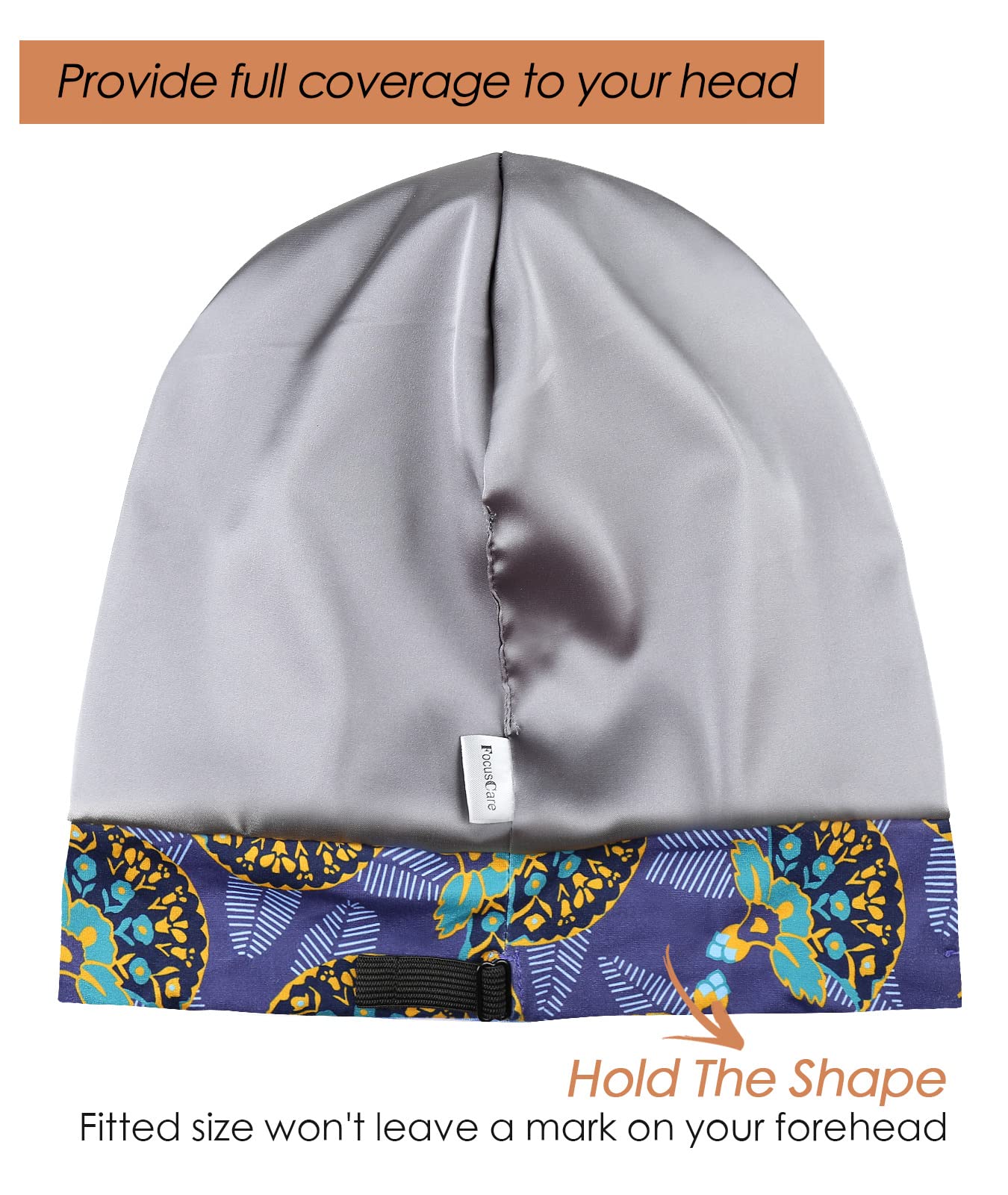 Adjustable Satin Lined Sleep Cap for Dreadlocks Curly Hair Large Head-Stay On Overnight