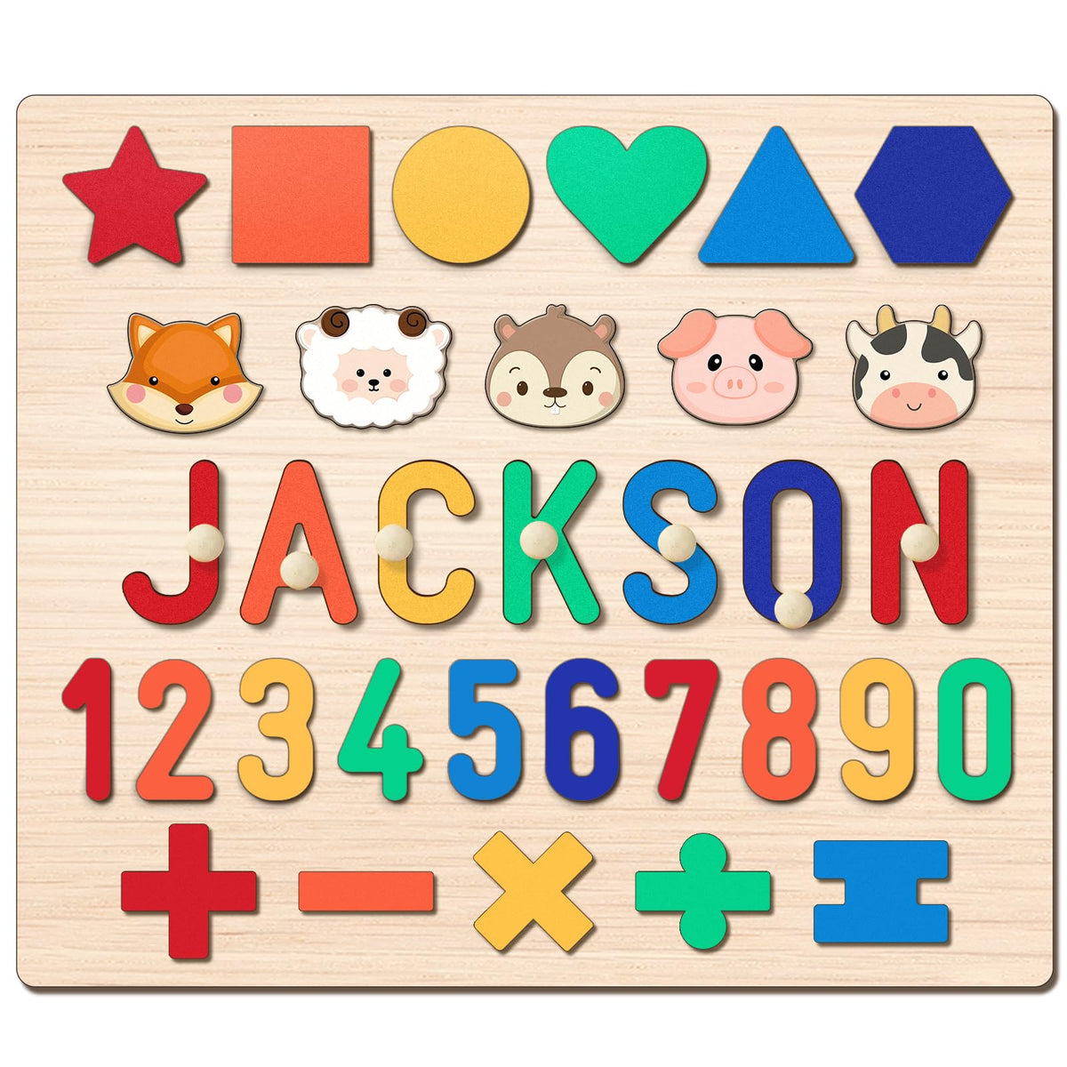 Personalized Name Puzzle for Kids, Personalized Baby Gifts Custom Name Puzzles for Toddlers 1-3 Animal Puzzle, Customized 1st Birthday for Girls & Boys Wooden Puzzle Montessor Toys for Kids