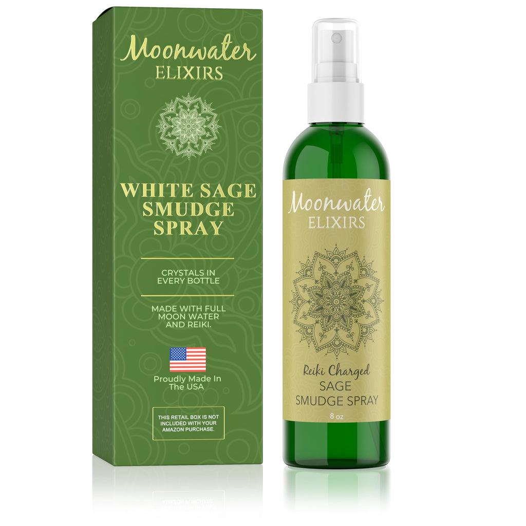 White Sage Smudge Spray for Spiritual Cleansing & Aura Protection, Sage Mist for Cleansing Negative Energy & Protection, Home & Meditation, Clear Quartz Reiki Energized Aromatherapy Room Spray - 4oz