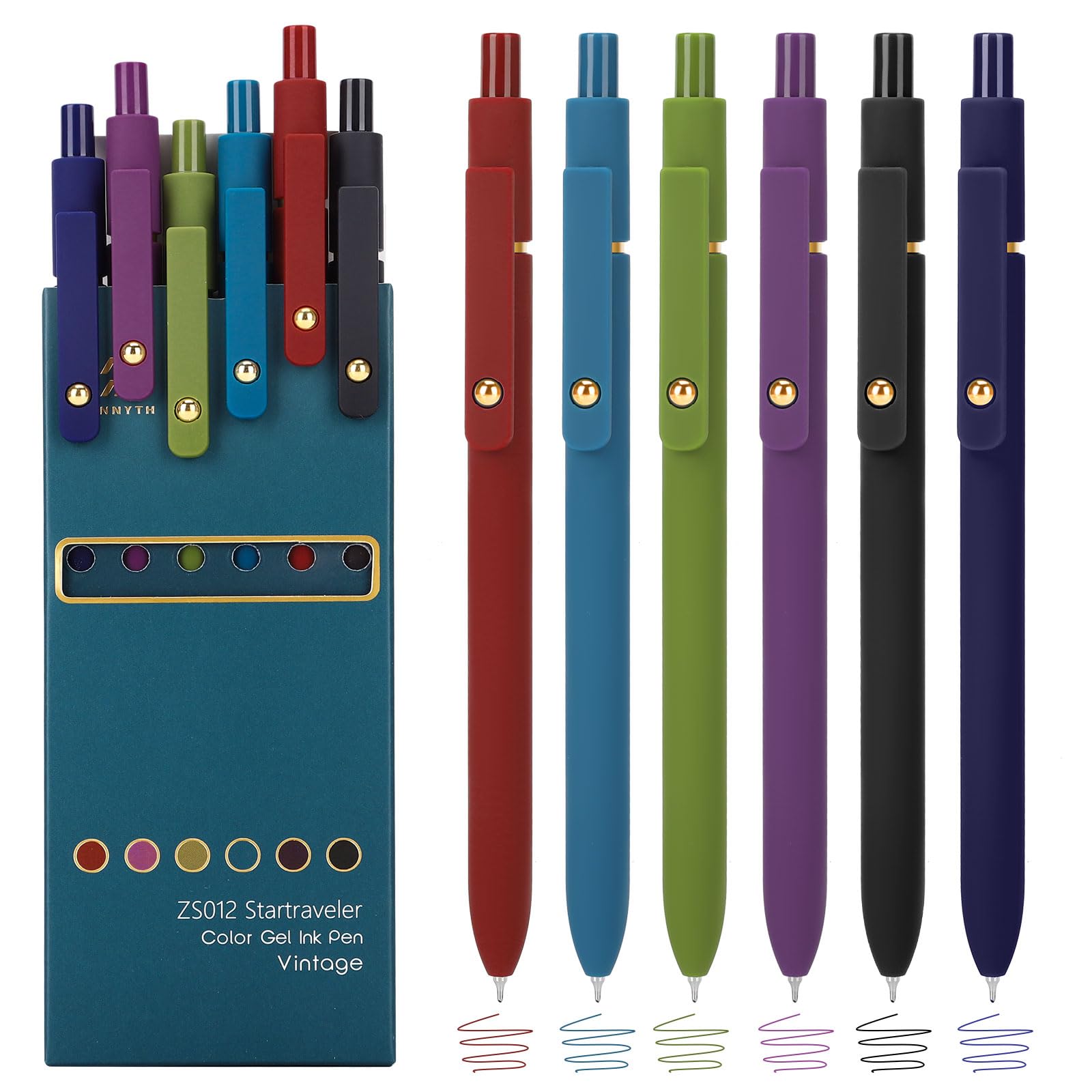 Ddaowanx Colored Gel Pens, 0.5mm Fine Point Retractable,Colorful Pens for Journaling,School Supplies, Gifts for Nurse and Teens, Stockings Stuffers for Women(6Pcs-Aesthetic Colors)