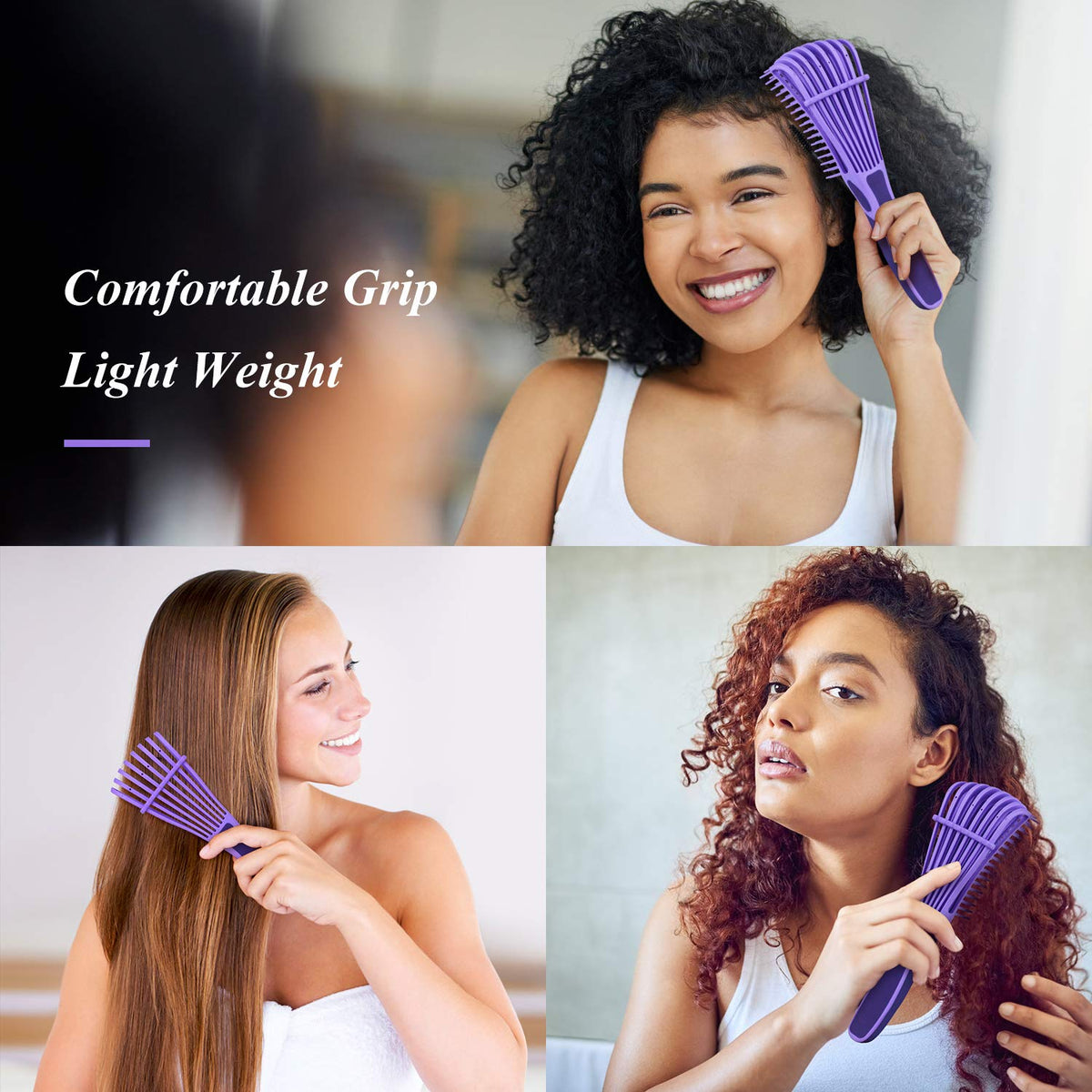 Detangling Hair Brush,Hair Detangler Brush and Wide Tooth Comb Set for Black Natural Curly Wet Dry Thick Straight Long Hair, Afro American Type 3a-4c, Comfortable Grip,Easy to Clean, Durable
