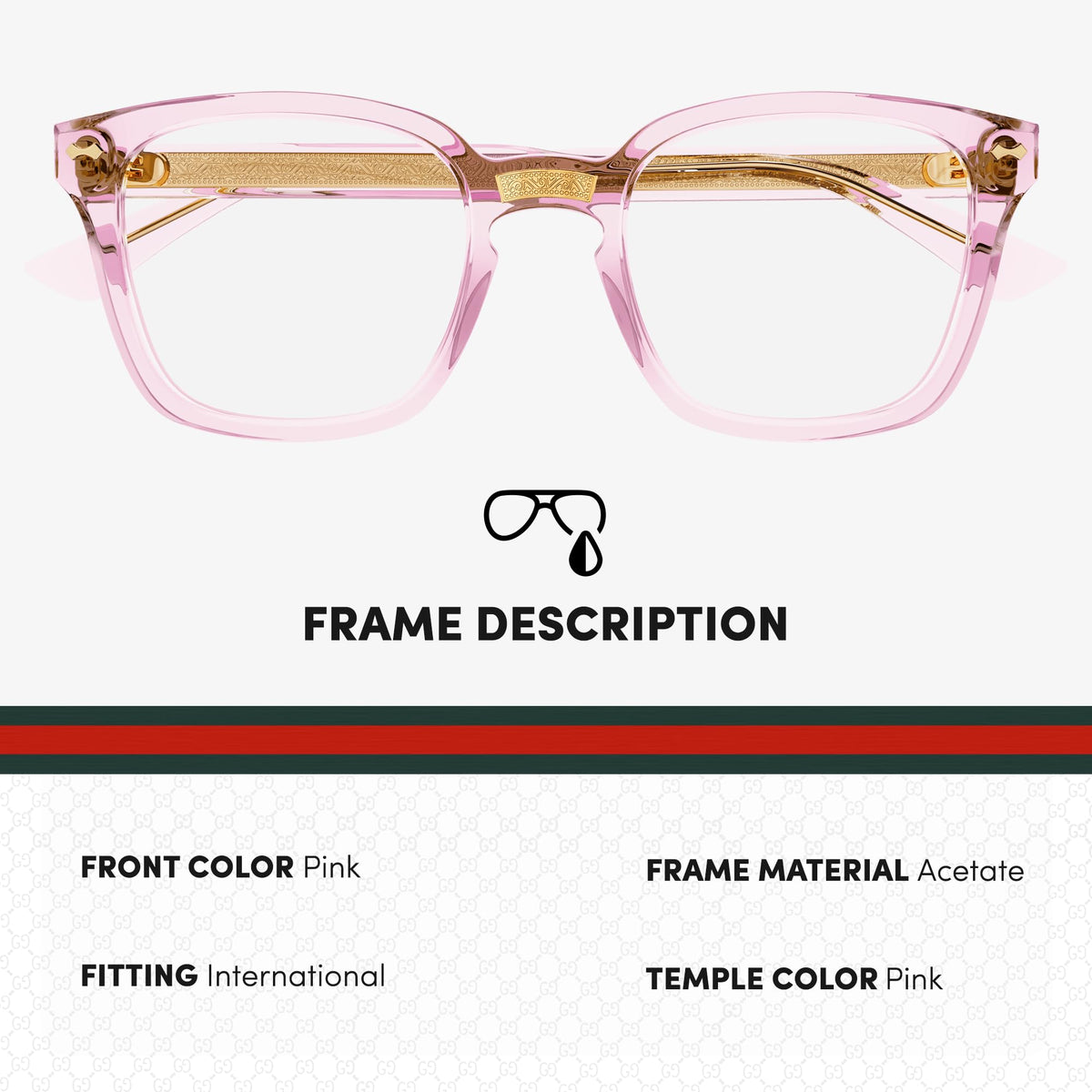 Gucci GG0184O Square Shape Eyeglasses + Bundle with eSHADES Luxury Eyewear Kit